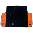 Black Floor Mats for Audi A1 - 5-door Hatchback (2019-2024) With Orange Alcantara | ER56 Design - AutoWin