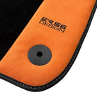 Black Floor Mats for Audi A1 - 5-door Hatchback (2019-2024) With Orange Alcantara | ER56 Design - AutoWin