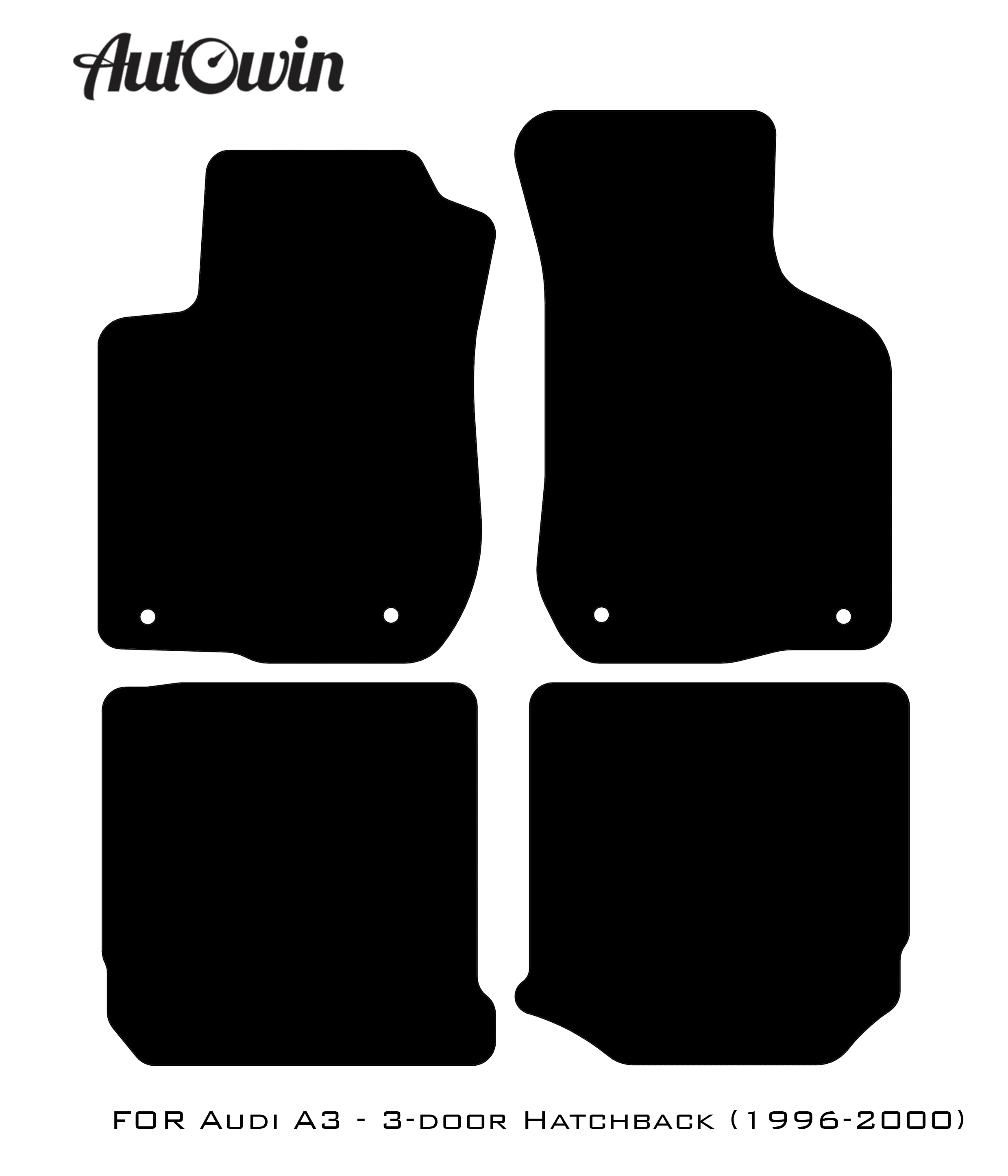 Black Floor Mats for Audi A3 - 3-door Hatchback (1996-2000) With Orange Alcantara | ER56 Design - AutoWin