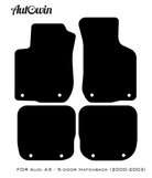 Black Floor Mats for Audi A3 - 5-door Hatchback (2000-2003) With Orange Alcantara | ER56 Design - AutoWin