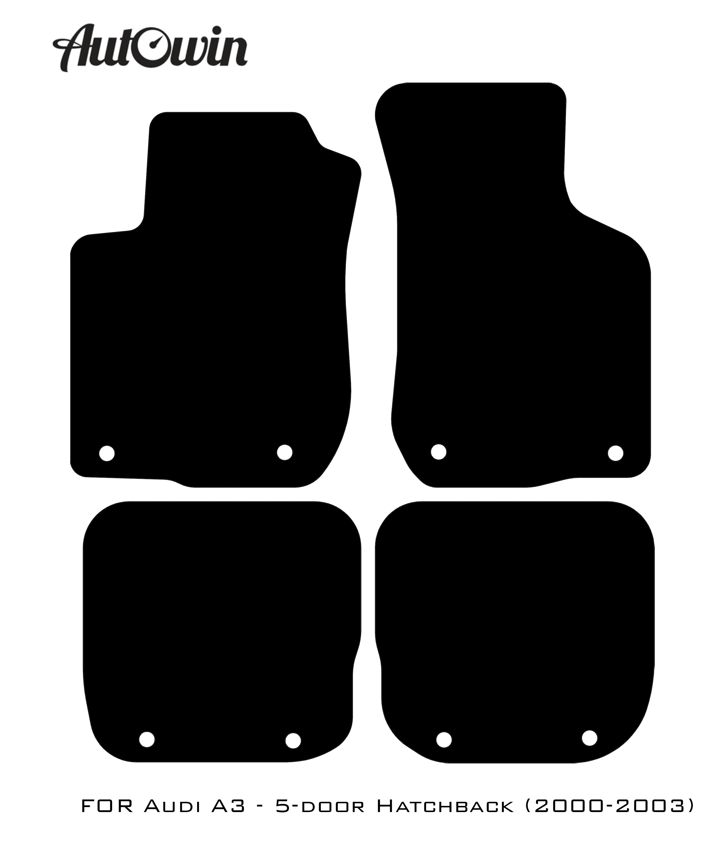 Black Floor Mats for Audi A3 - 5-door Hatchback (2000-2003) With Orange Alcantara | ER56 Design - AutoWin