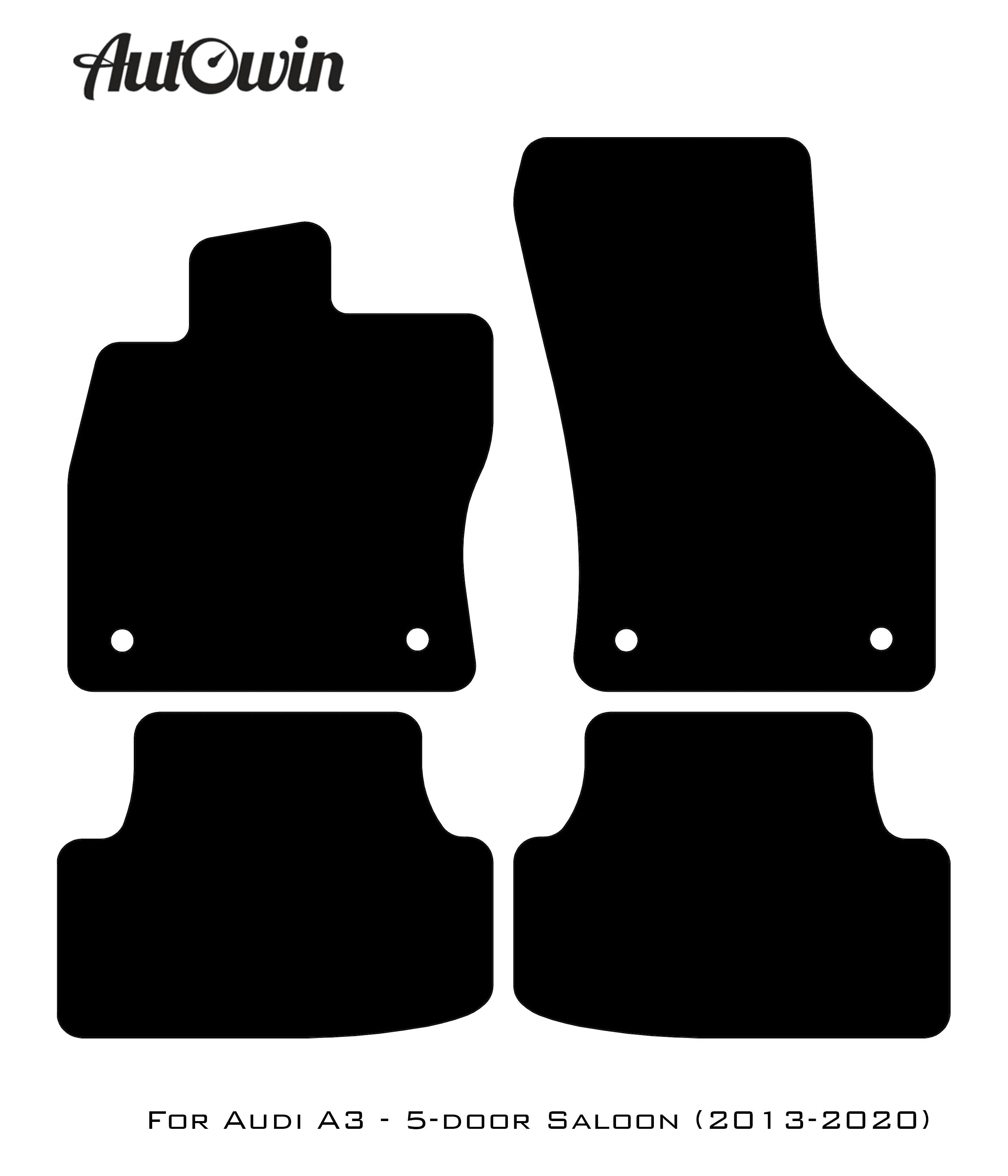 Black Floor Mats for Audi A3 - 5-door Sedan (2013-2020) With Orange Alcantara | ER56 Design - AutoWin