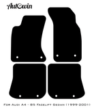 Black Floor Mats for Audi A4 - B5 Facelift Avant (1999-2001) With Orange Alcantara | ER56 Design - AutoWin