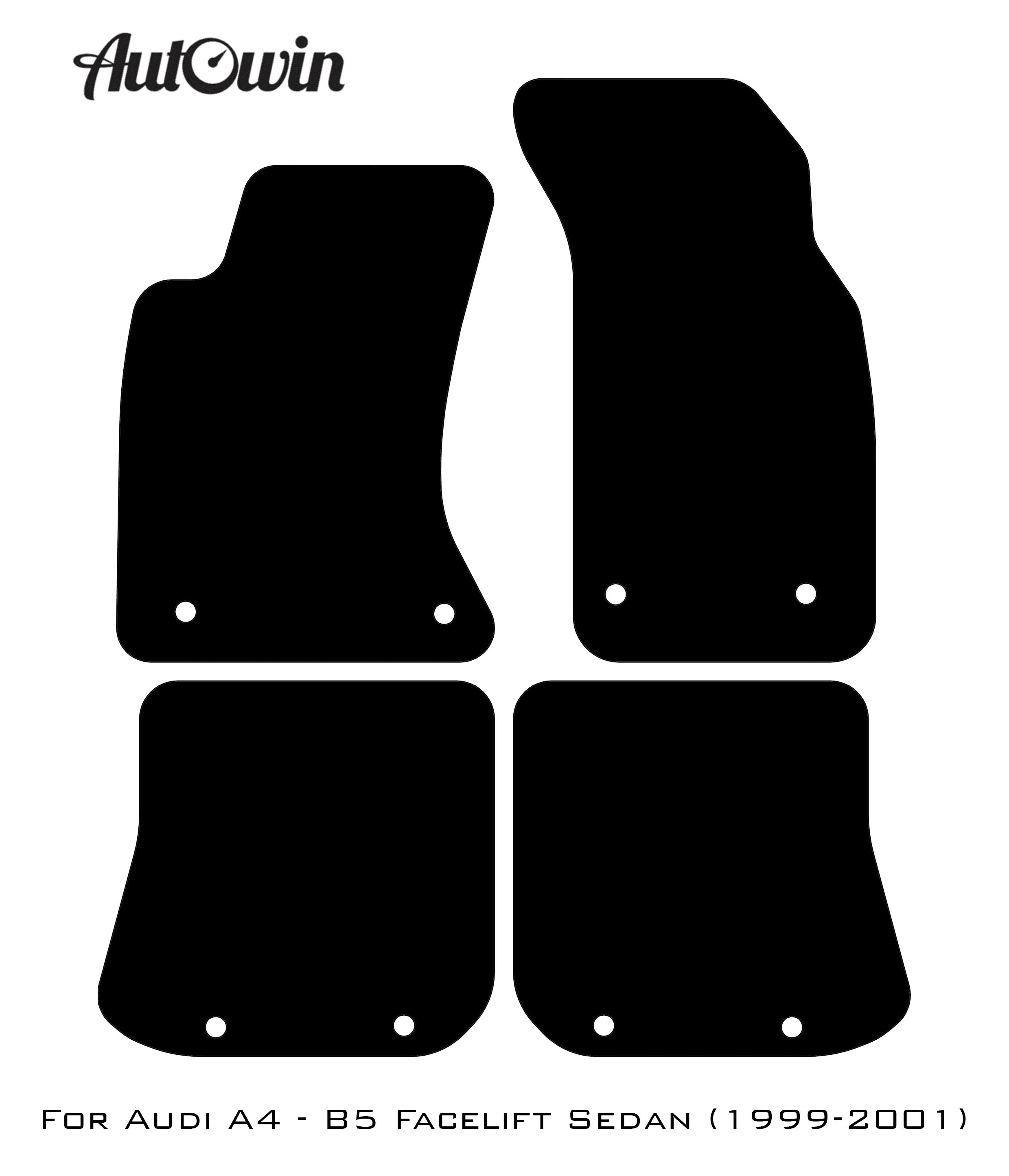 Black Floor Mats for Audi A4 - B5 Facelift Avant (1999-2001) With Orange Alcantara | ER56 Design - AutoWin