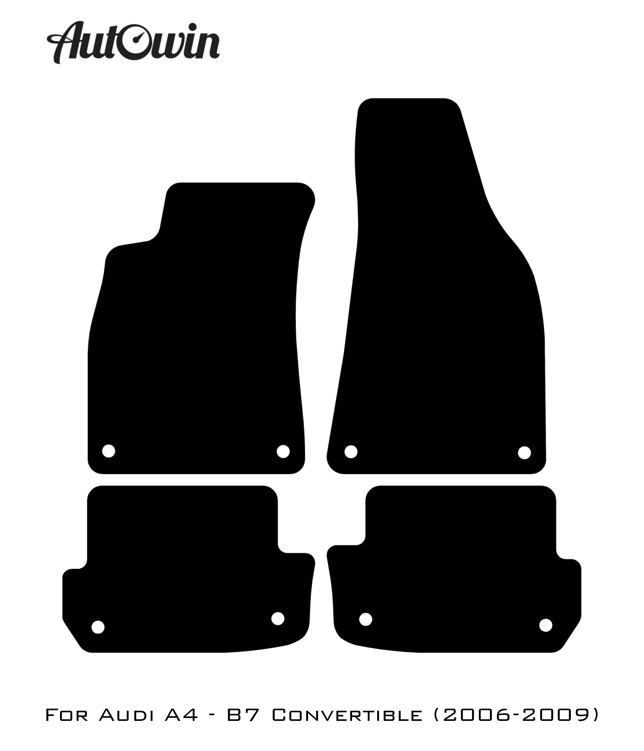 Black Floor Mats for Audi A4 - B7 Convertible (2006-2009) With Orange Alcantara | ER56 Design - AutoWin