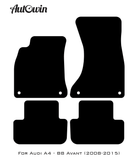 Black Floor Mats for Audi A4 - B8 Avant (2008-2015) With Orange Alcantara | ER56 Design - AutoWin