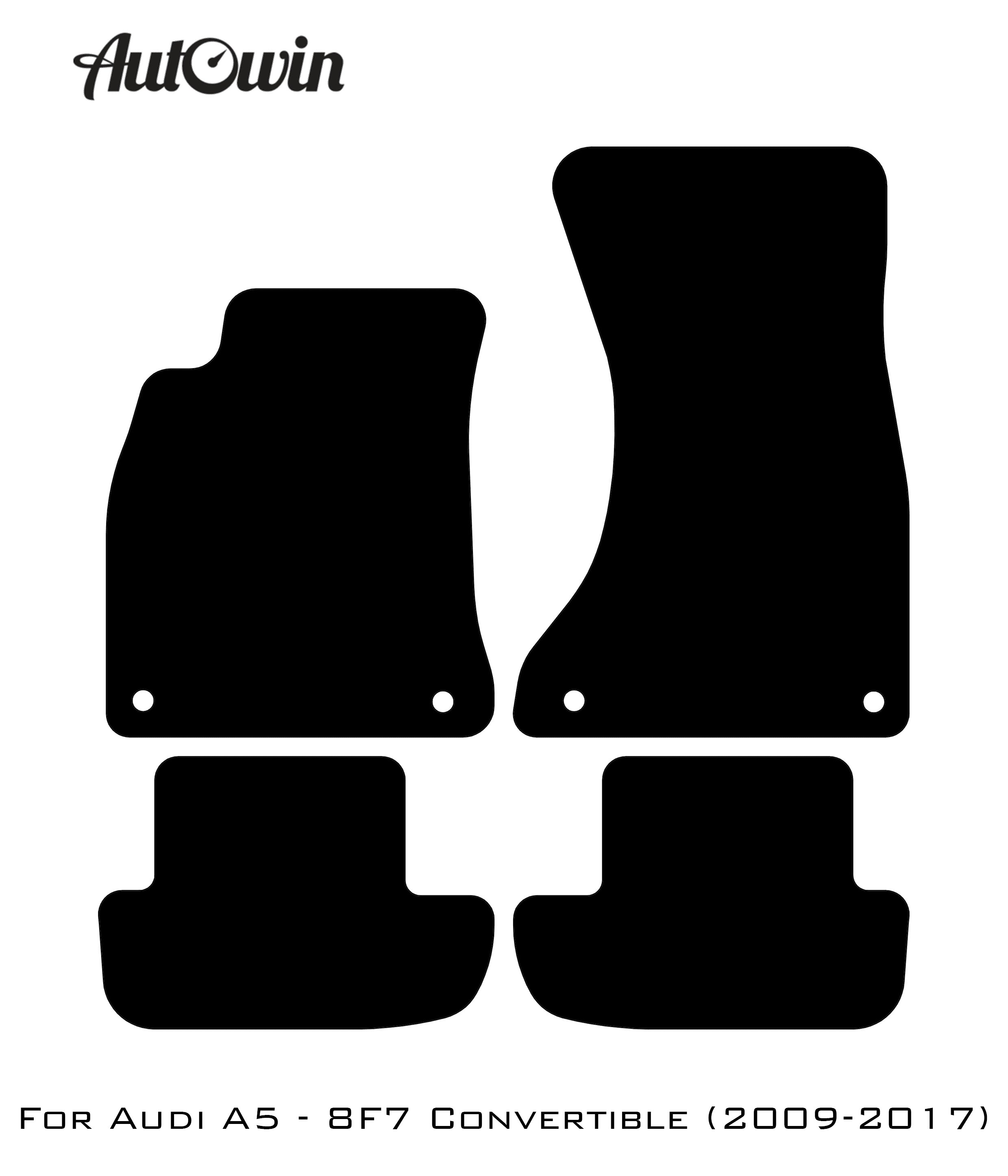 Black Floor Mats for Audi A5 - 8F7 Convertible (2009-2017) With Orange Alcantara | ER56 Design - AutoWin