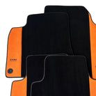 Black Floor Mats for Audi Q4 E-tron (2021-2024) With Orange Alcantara | ER56 Design - AutoWin