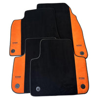 Black Floor Mats for Audi Q8 e-tron (2023-2025) With Orange Alcantara | ER56 Design - AutoWin