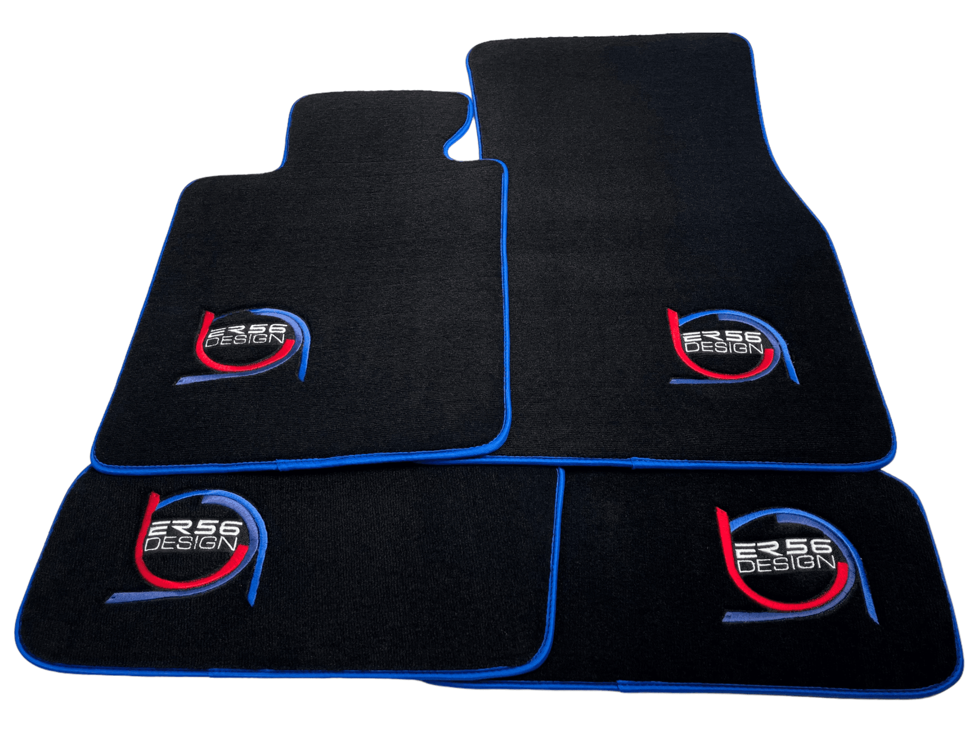 Black Floor Mats For BMW 3 Series F31 5-doors Wagon ER56 Design Limited Edition Blue Trim - AutoWin