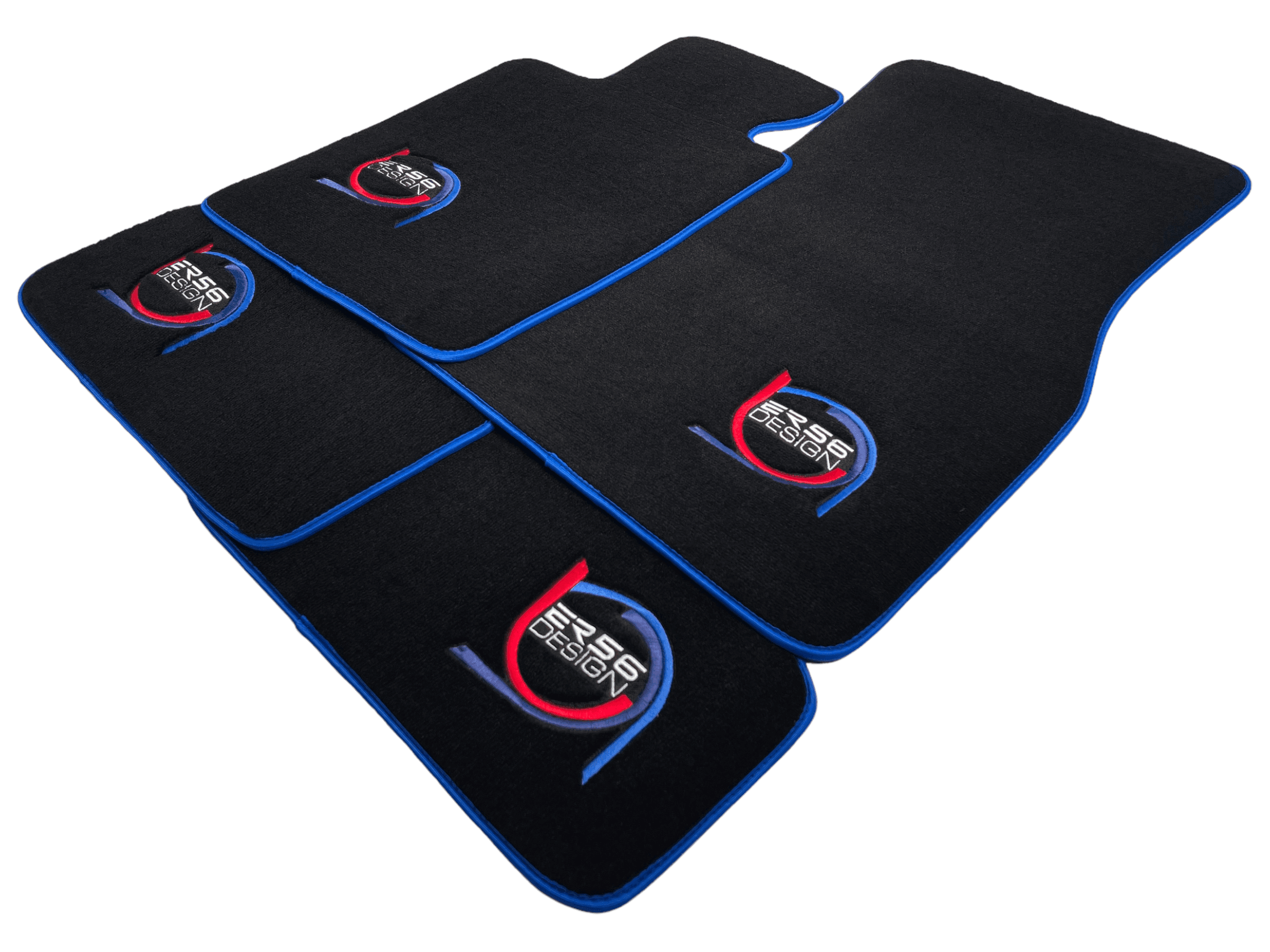 Black Floor Mats For BMW 3 Series G21 5-door Wagon ER56 Design Limited Edition Blue Trim - AutoWin