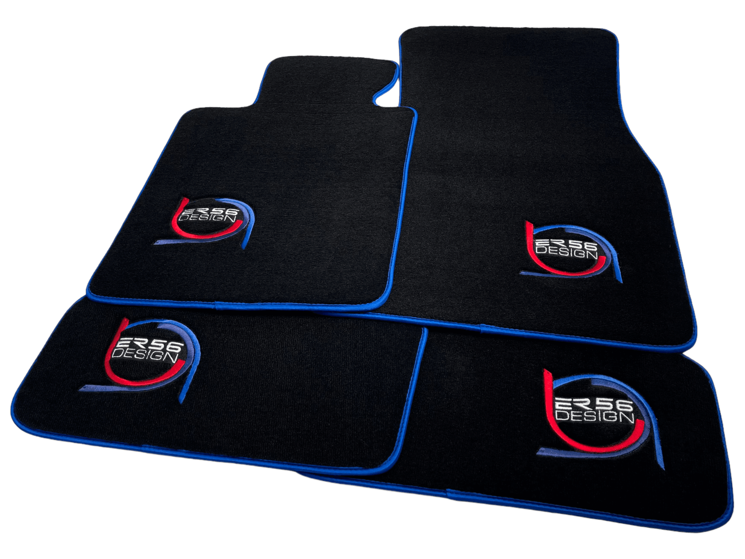 Black Floor Mats For BMW 3 Series G21 5-door Wagon ER56 Design Limited Edition Blue Trim - AutoWin