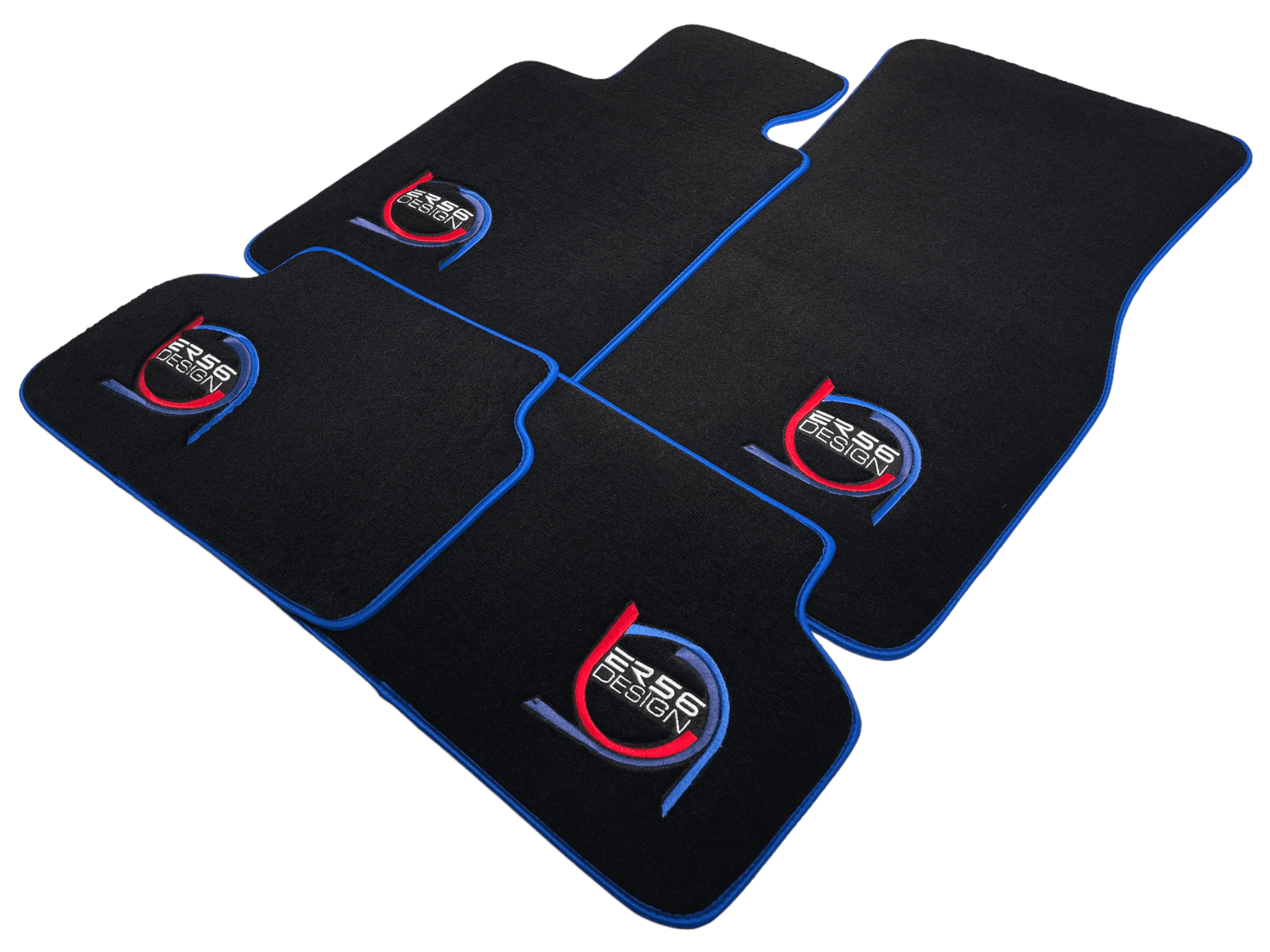 Black Floor Mats For BMW 3 Series G21 5-door Wagon ER56 Design Limited Edition Blue Trim - AutoWin