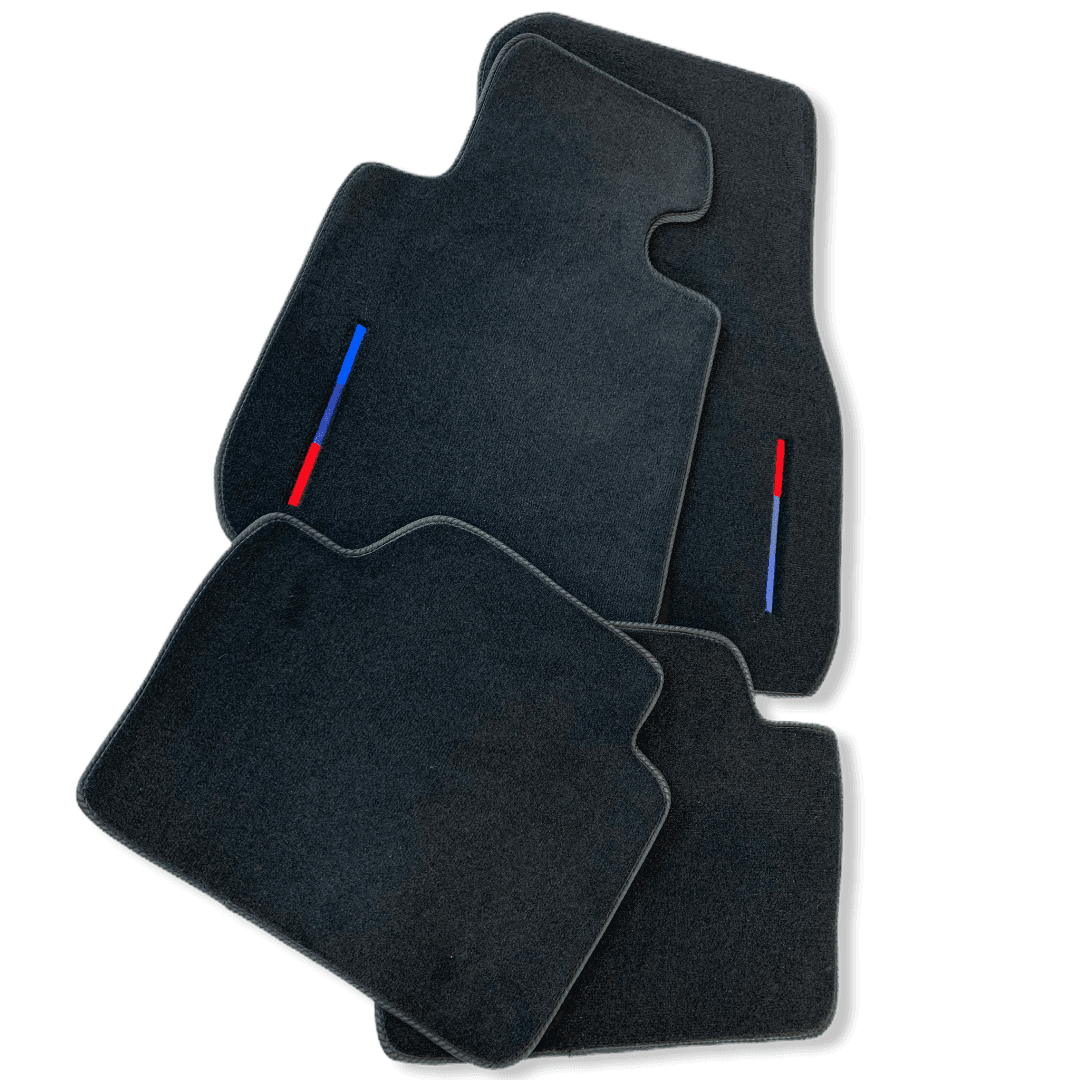 Black Floor Mats For BMW 3 Series G21 5-door Wagon With 3 Color Stripes Tailored Set Perfect Fit - AutoWin