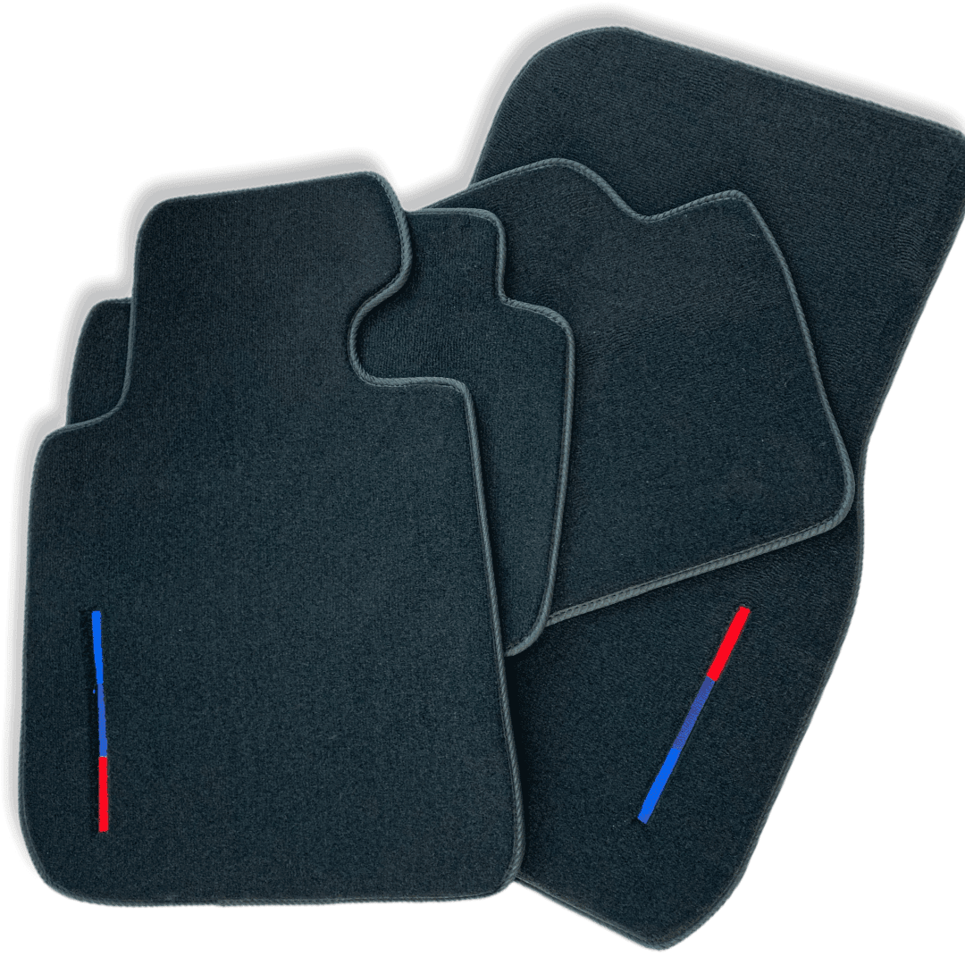 Black Floor Mats For BMW 3 Series G21 5-door Wagon With 3 Color Stripes Tailored Set Perfect Fit - AutoWin