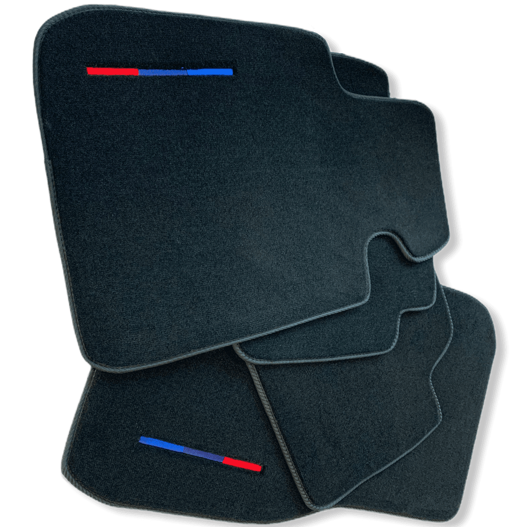 Black Floor Mats For BMW 3 Series G21 5-door Wagon With 3 Color Stripes Tailored Set Perfect Fit - AutoWin