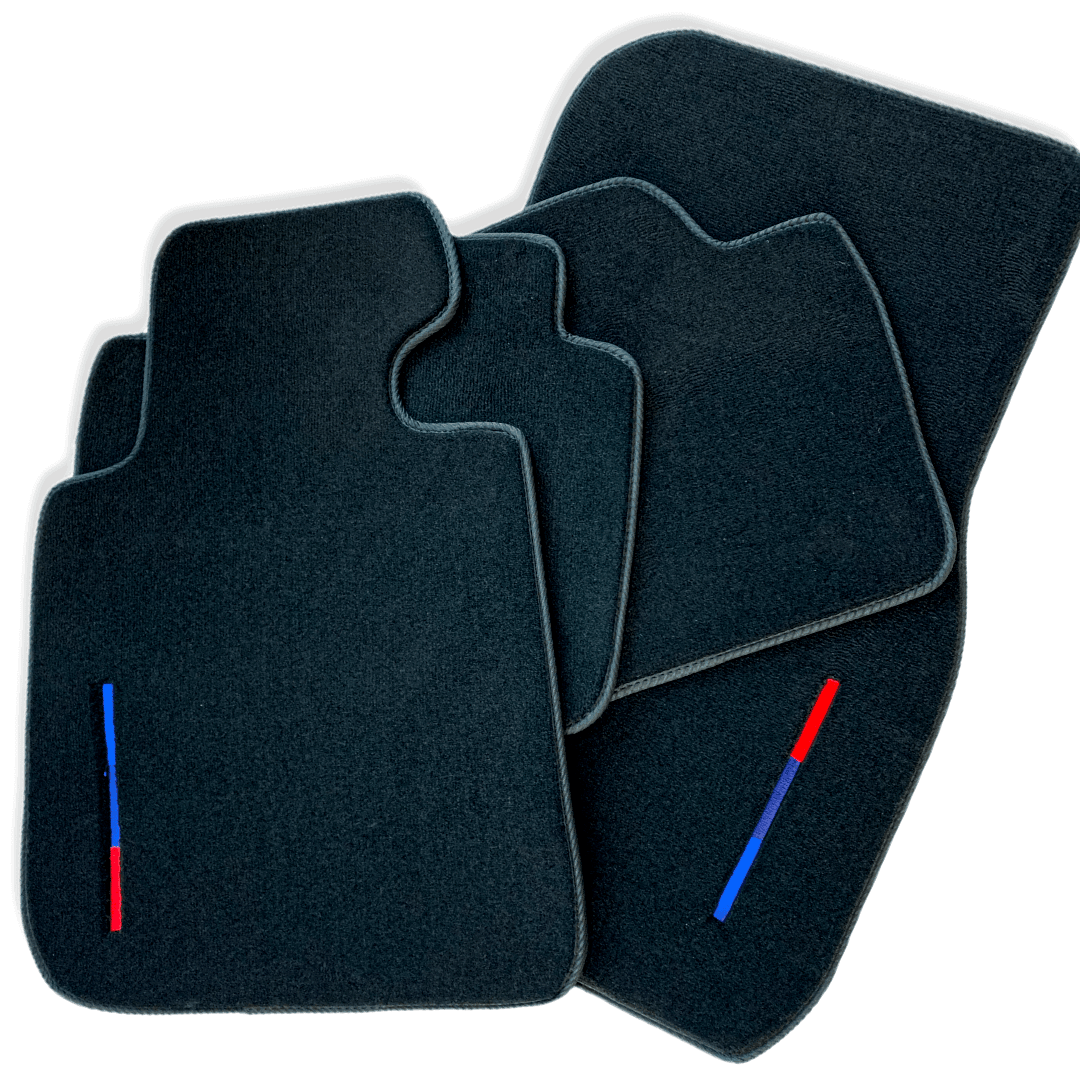 Black Floor Mats For BMW 4 Series F33 With Color Stripes Tailored Set Perfect Fit - AutoWin