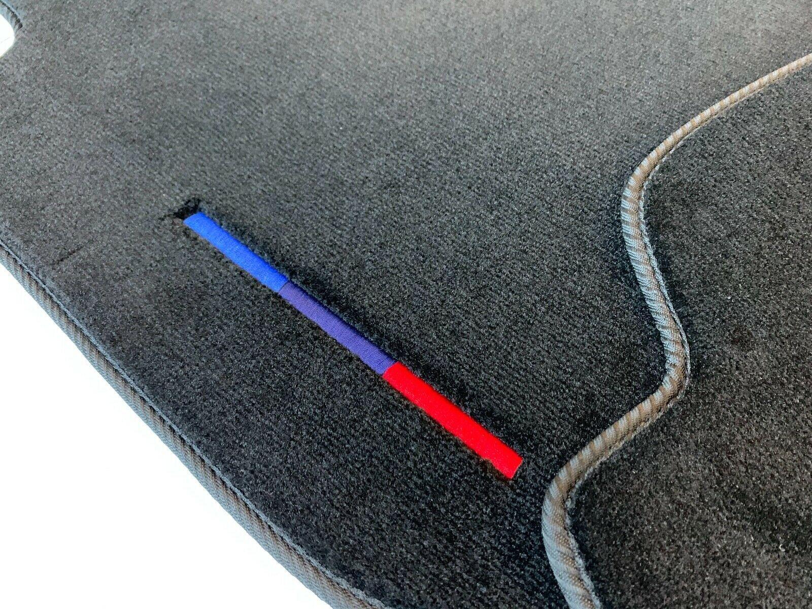 Black Floor Mats For BMW 4 Series F33 With Color Stripes Tailored Set Perfect Fit - AutoWin