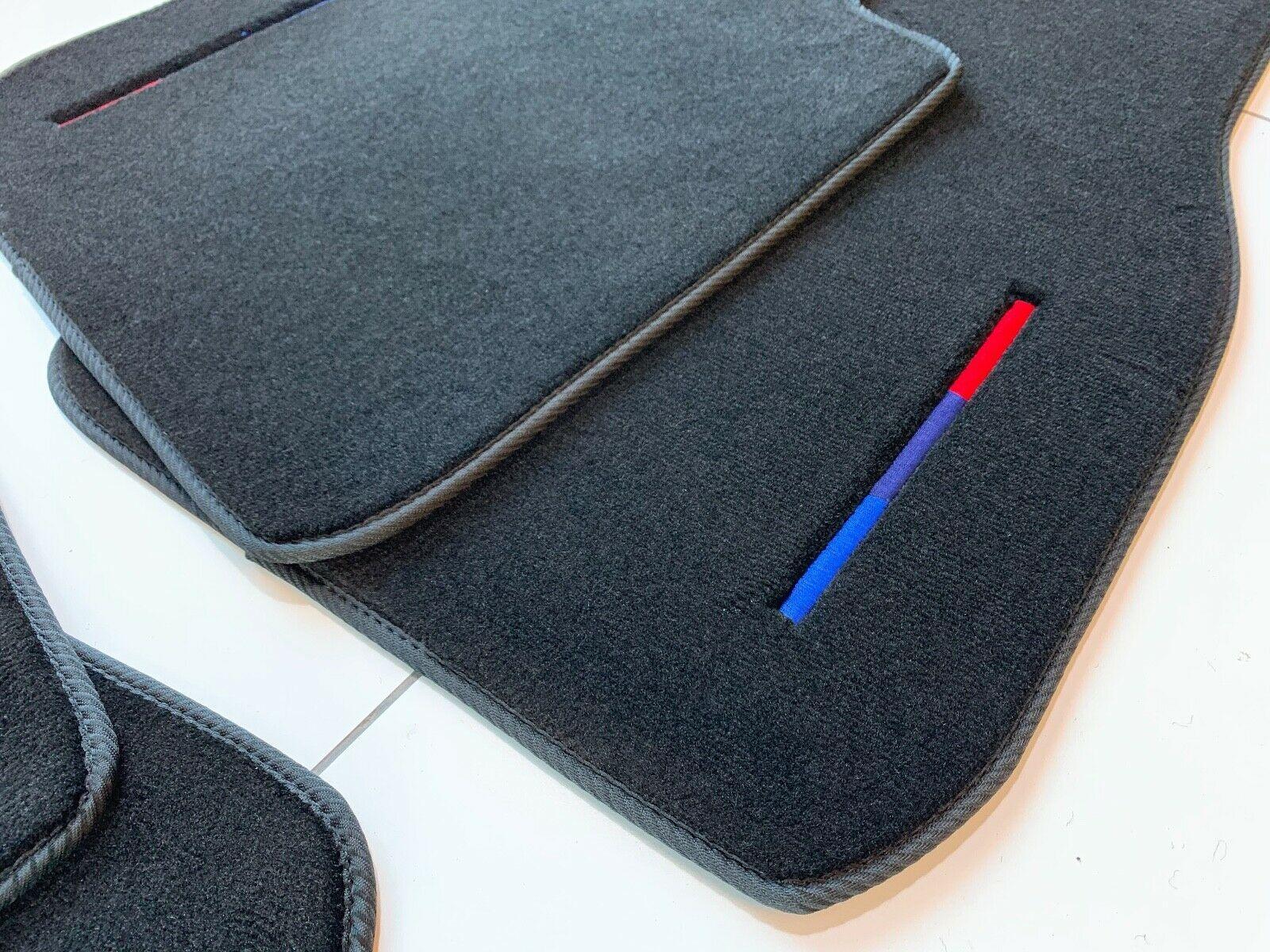 Black Floor Mats For BMW 4 Series F33 With Color Stripes Tailored Set Perfect Fit - AutoWin