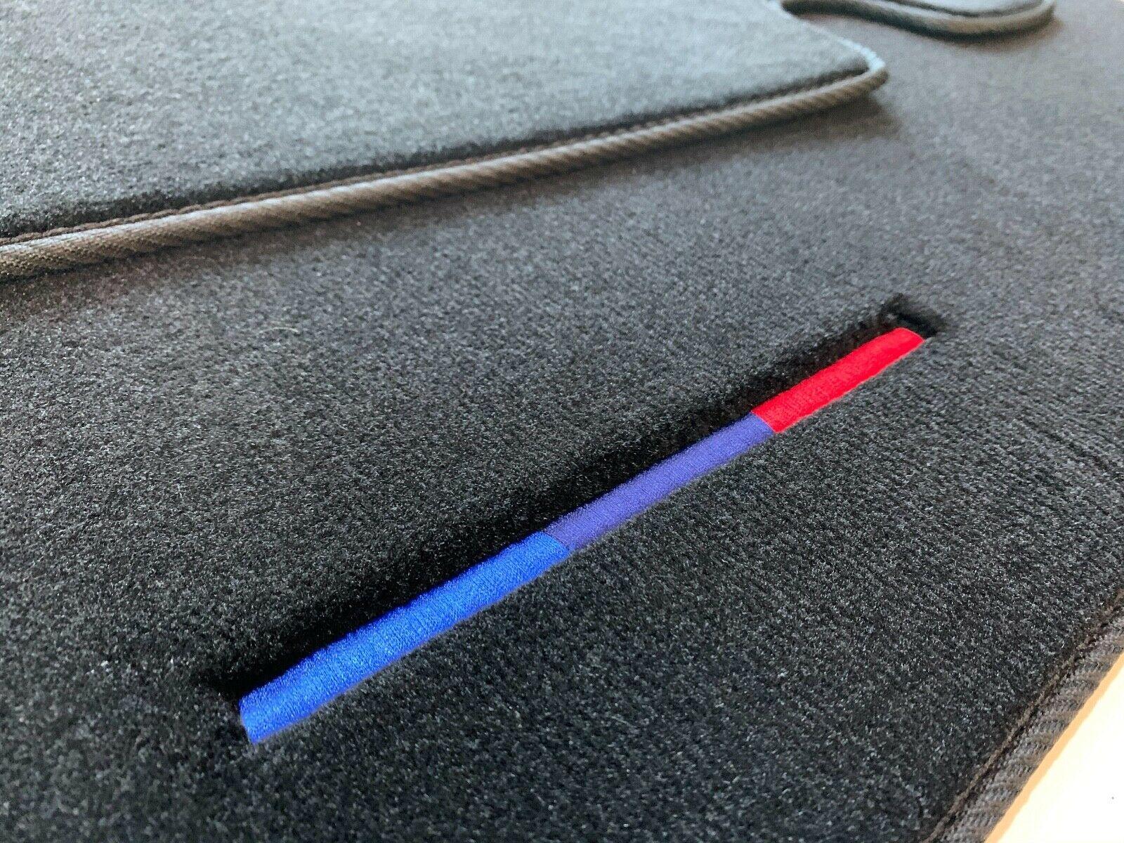 Black Floor Mats For BMW 4 Series F33 With Color Stripes Tailored Set Perfect Fit - AutoWin