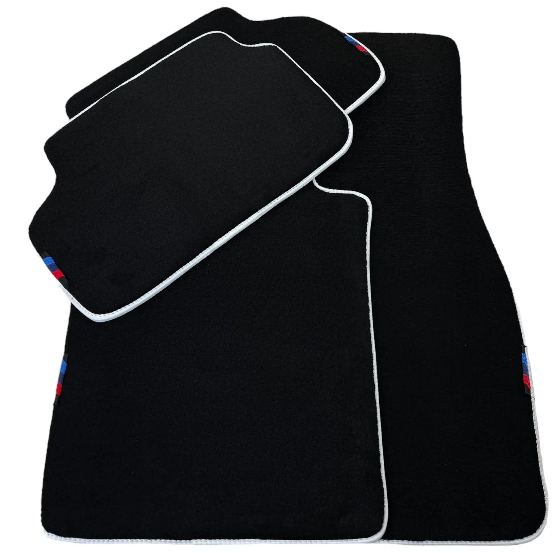 Black Floor Mats For BMW 5 Series E39 | White Trim - AutoWin