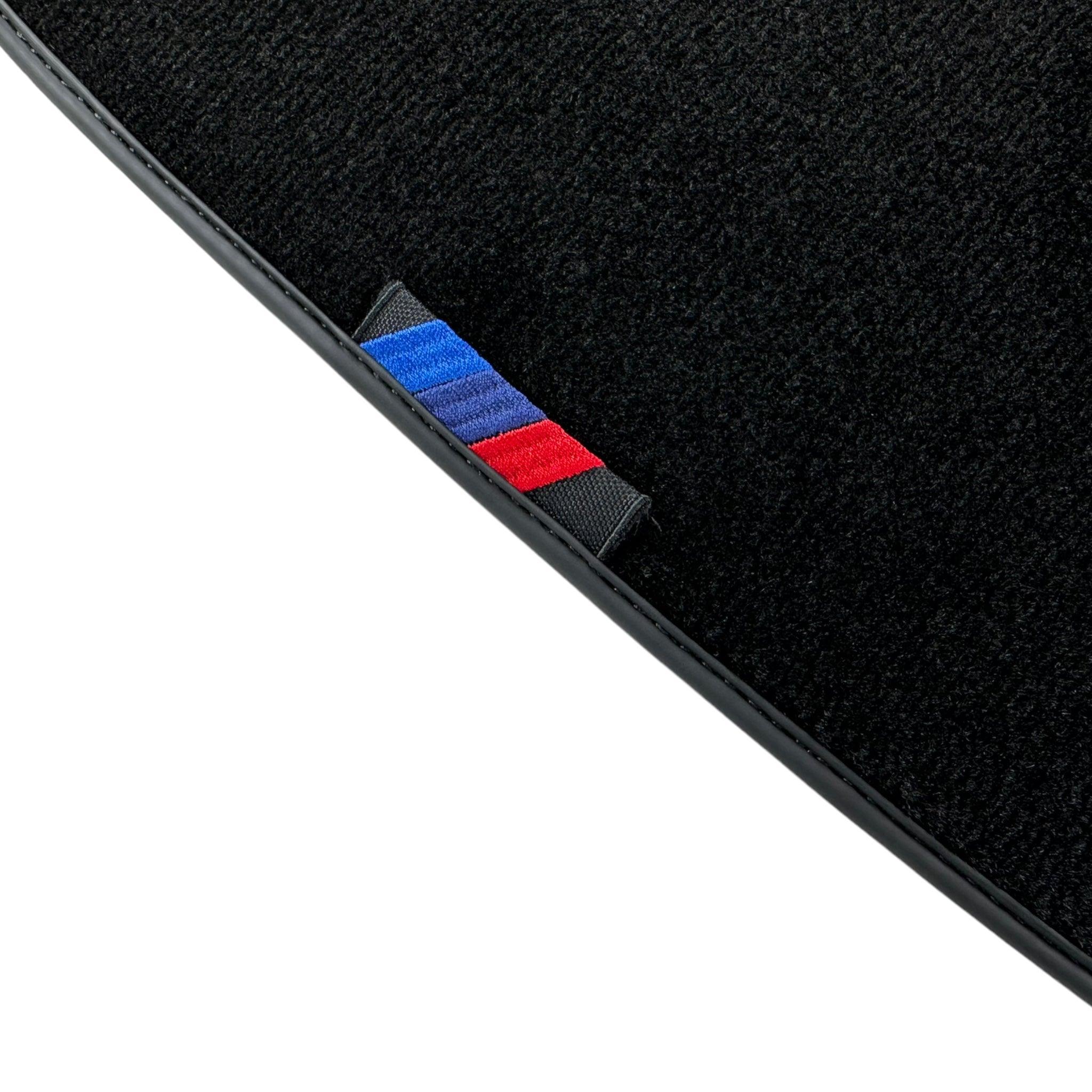 Black Floor Mats For BMW Z4 Series E85 Convertible (2003-2008) With 3 Color Stripes Tailored Set Perfect Fit - AutoWin