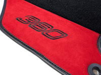 Black Floor Mats For Ferrari 360 Modena 1999-2005 With Red Alcantara Leather - AutoWin
