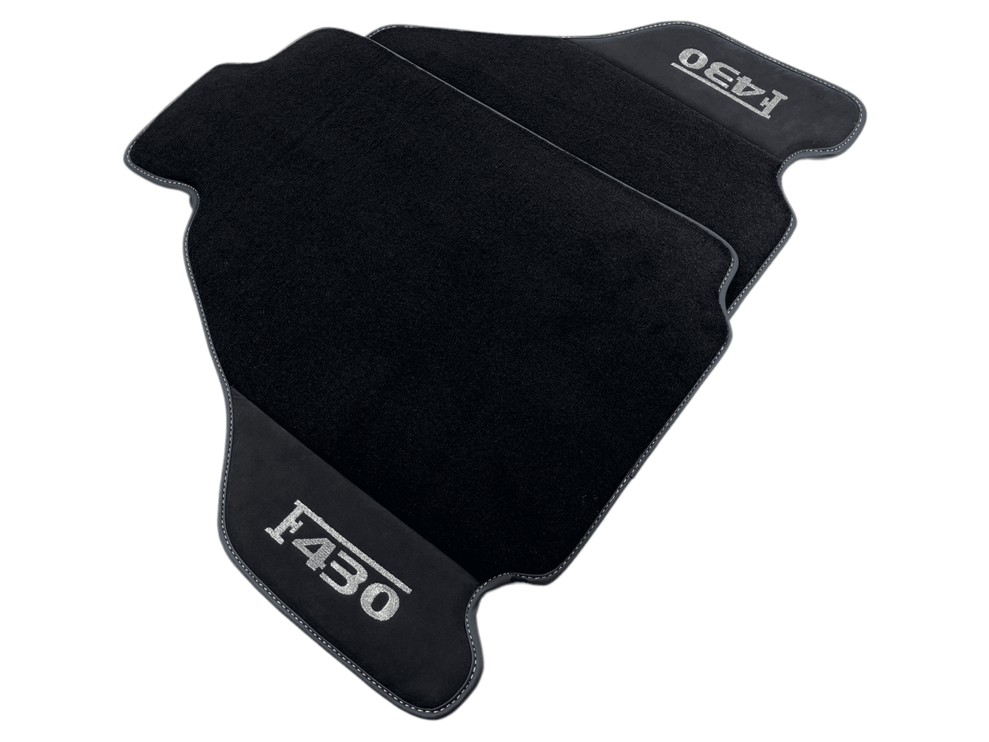 Black Floor Mats For Ferrari F430 2004-2009 With Alcantara Leather - AutoWin