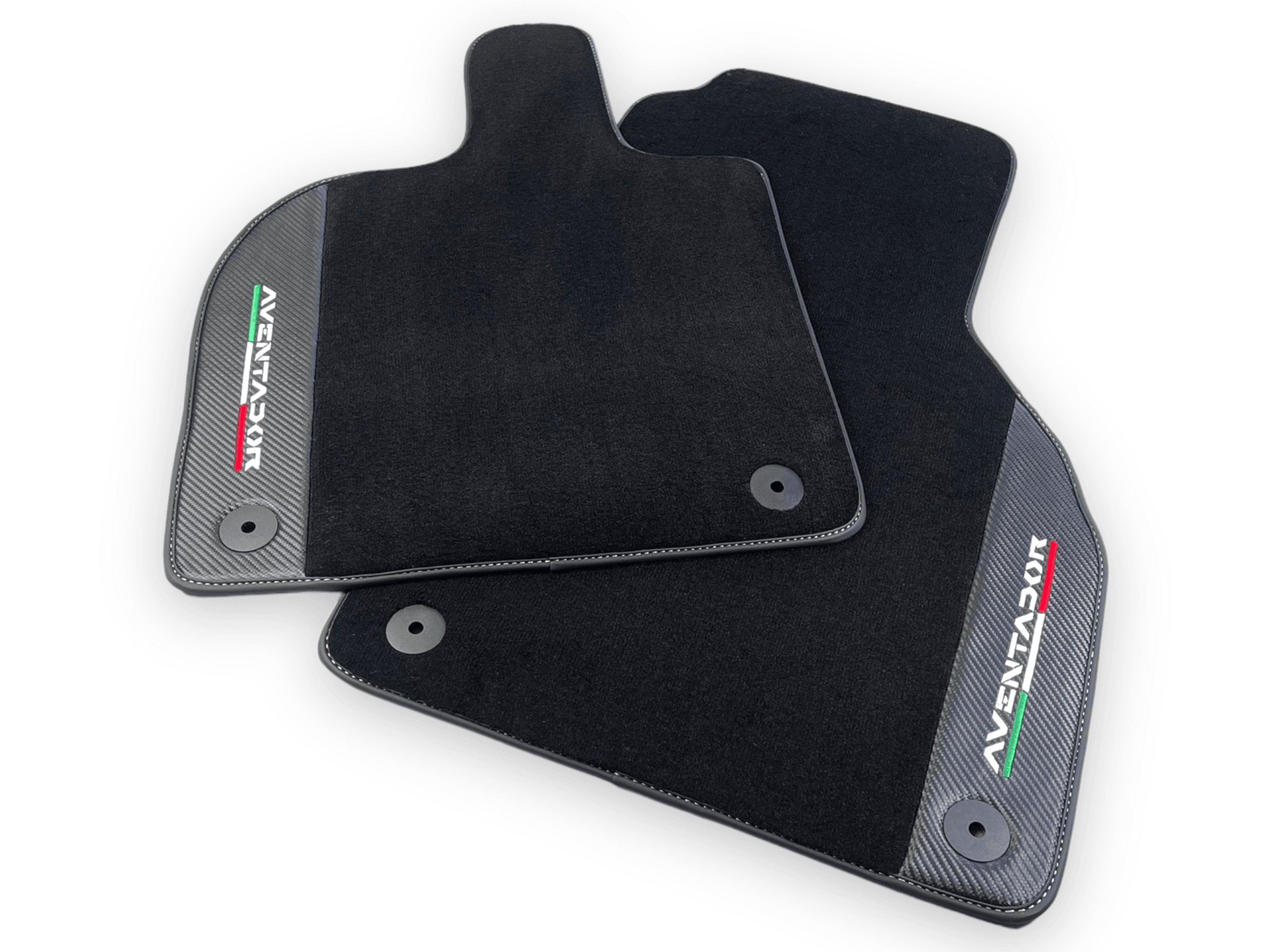 Black Floor Mats for Lamborghini Aventador With Carbon Fiber Leather - AutoWin