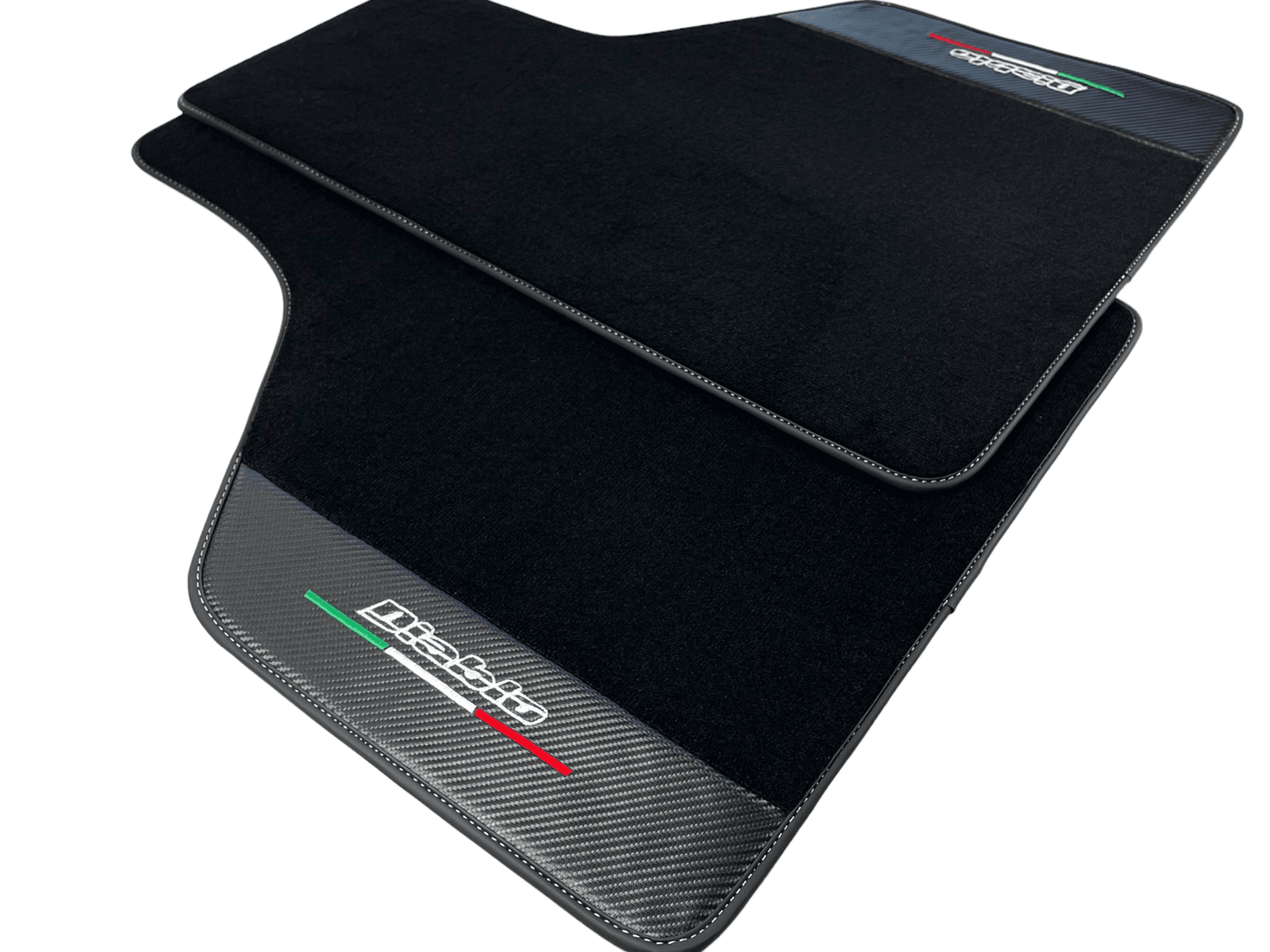 Black Floor Mats for Lamborghini Diablo 1990-2001 With Carbon Fiber Leather - AutoWin