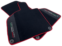 Black Floor Mats for Lamborghini Huracan with Alcantara Leather And Red Trim - AutoWin