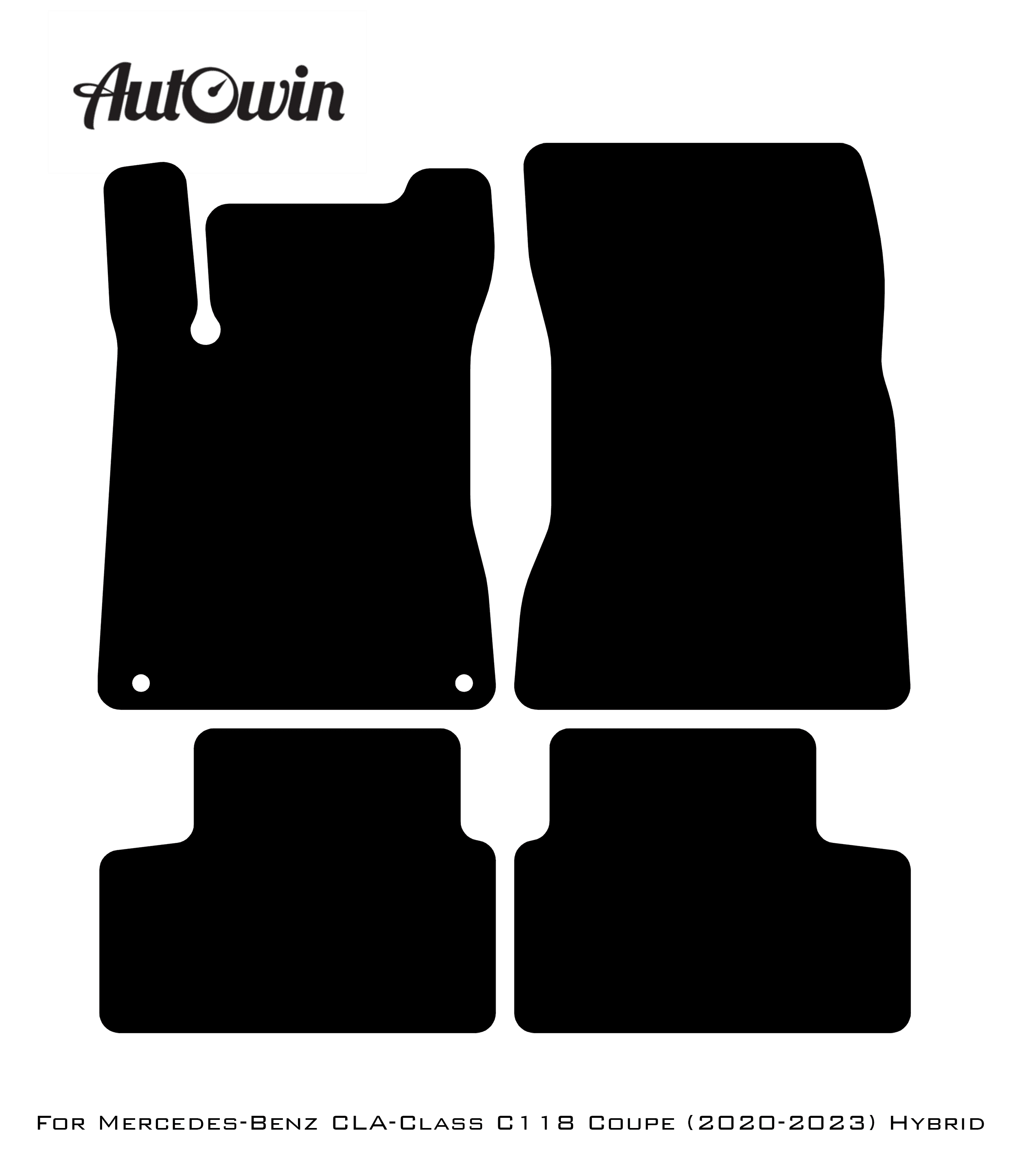 Black Floor Mats For Mercedes Benz CLA-Class C118 Coupe (2020-2023) Hybrid | AutoWin Edition - AutoWin