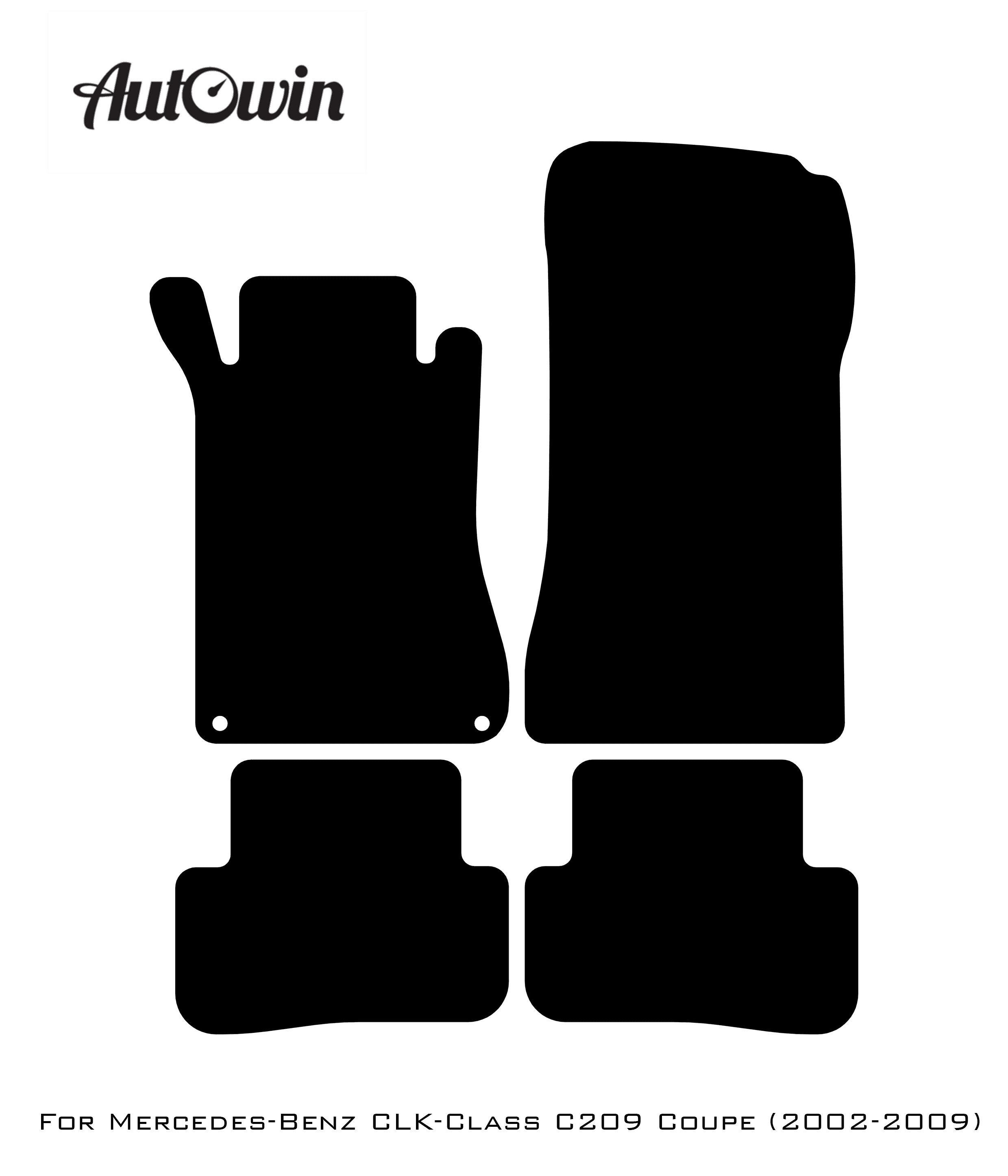 Black Floor Mats For Mercedes Benz CLK-Class C209 Coupe (2002-2009) | AutoWin Edition - AutoWin