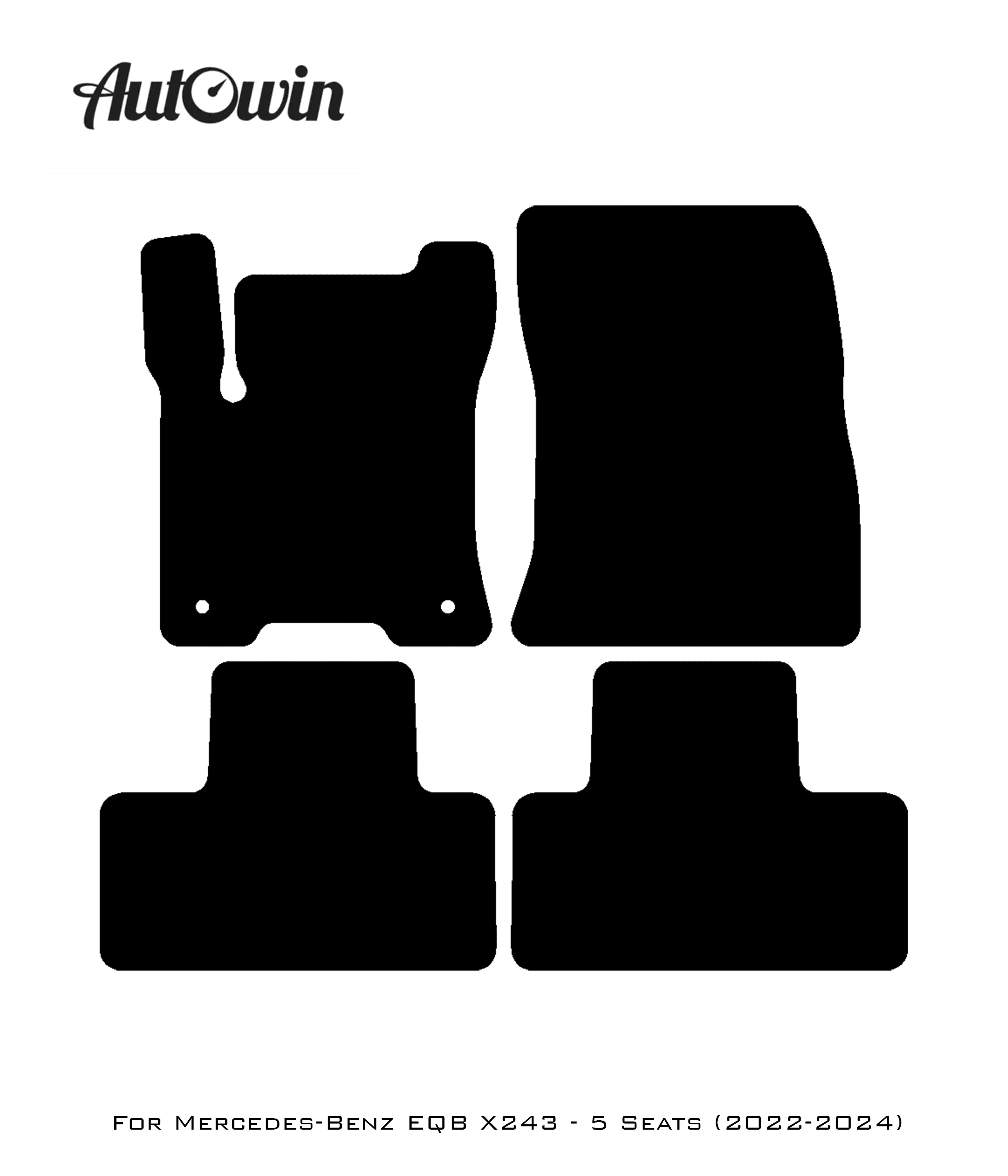 Customizable Black Floor Mats For Mercedes Benz EQB-Class X243 (2022-2024) - AutoWin