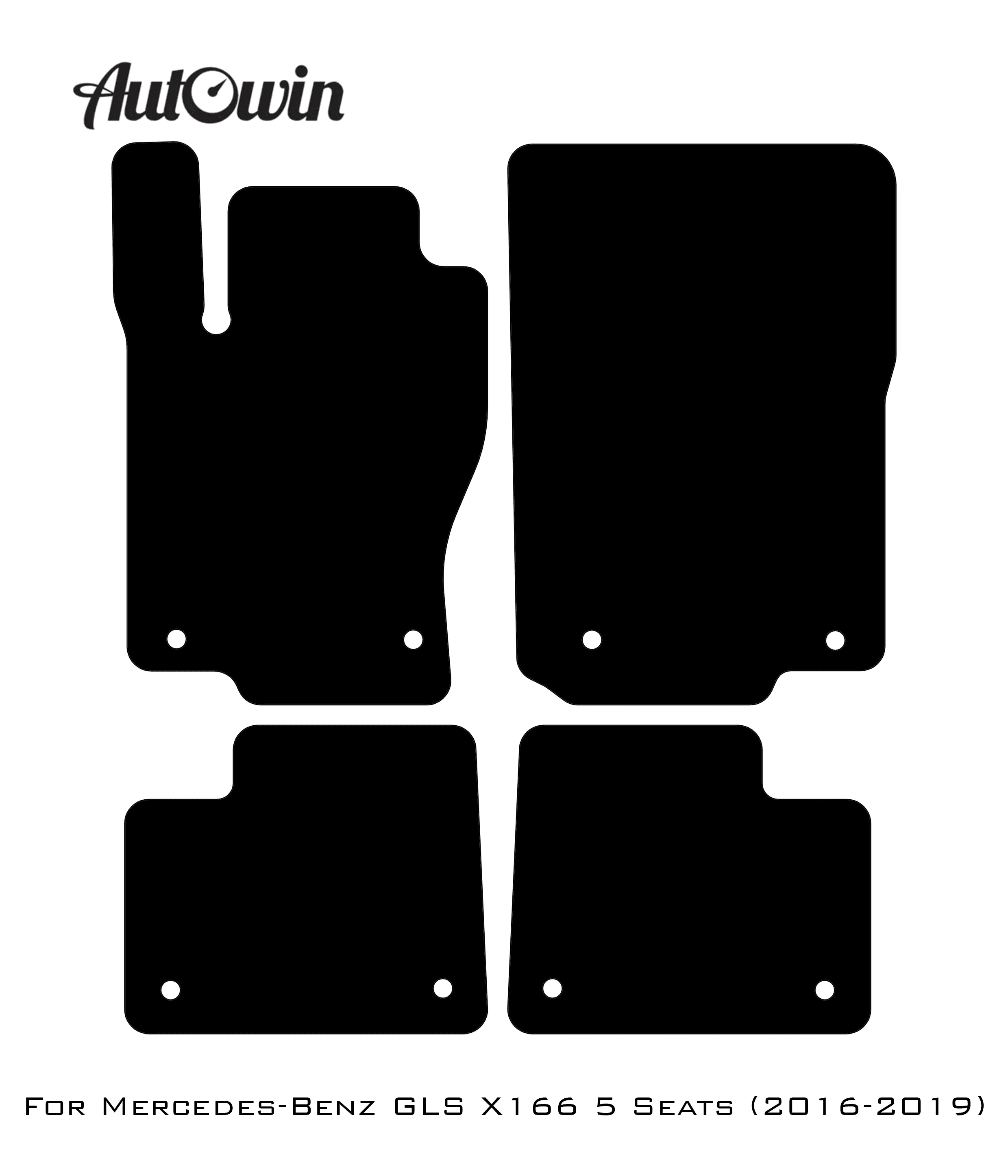 Black Floor Mats For Mercedes Benz GLS-Class X166 (2016-2019) | AutoWin Edition - AutoWin