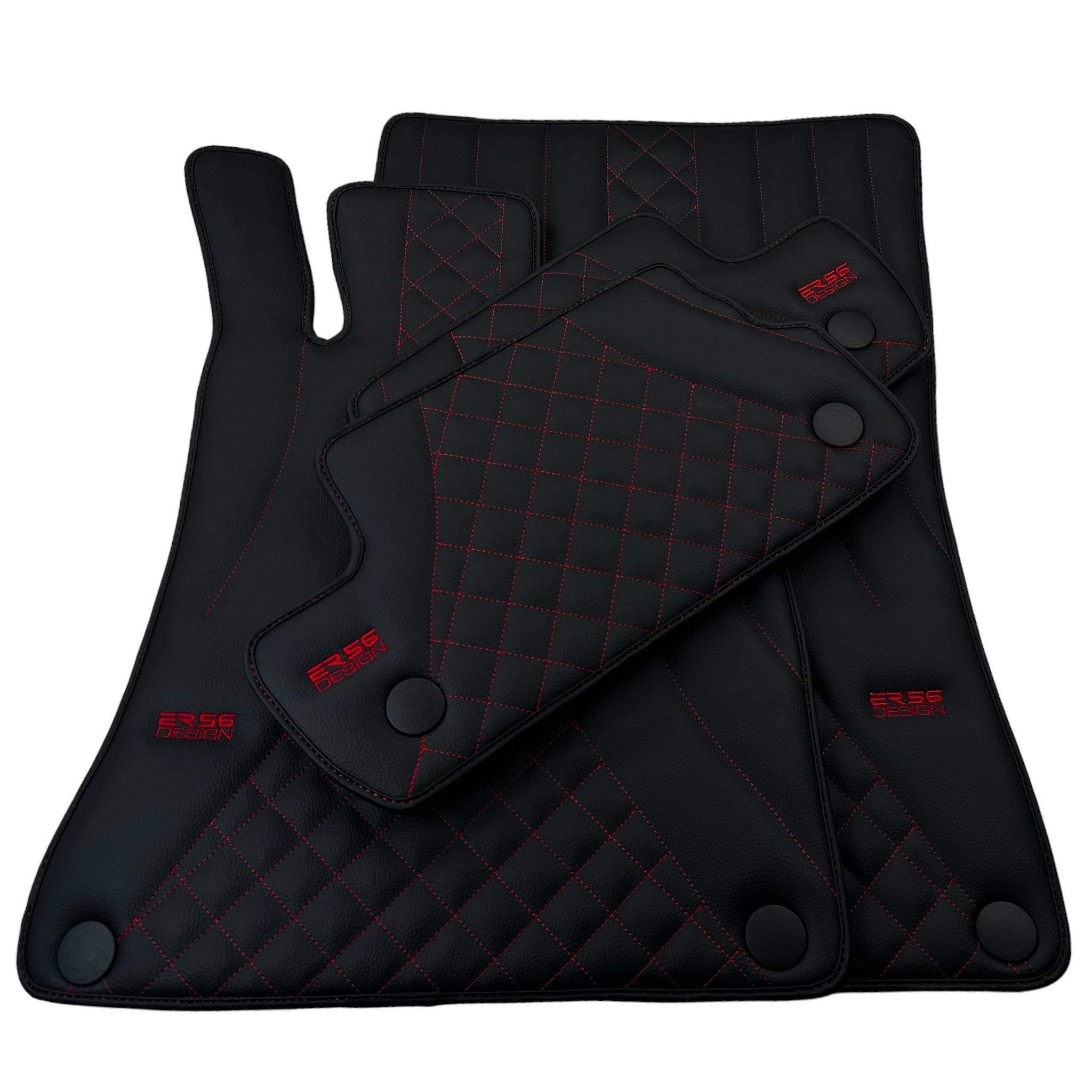 Black Leather Floor Mats For Mercedes Benz E-Class S213 All Terrain (2020-2023) | ER56 Design - AutoWin