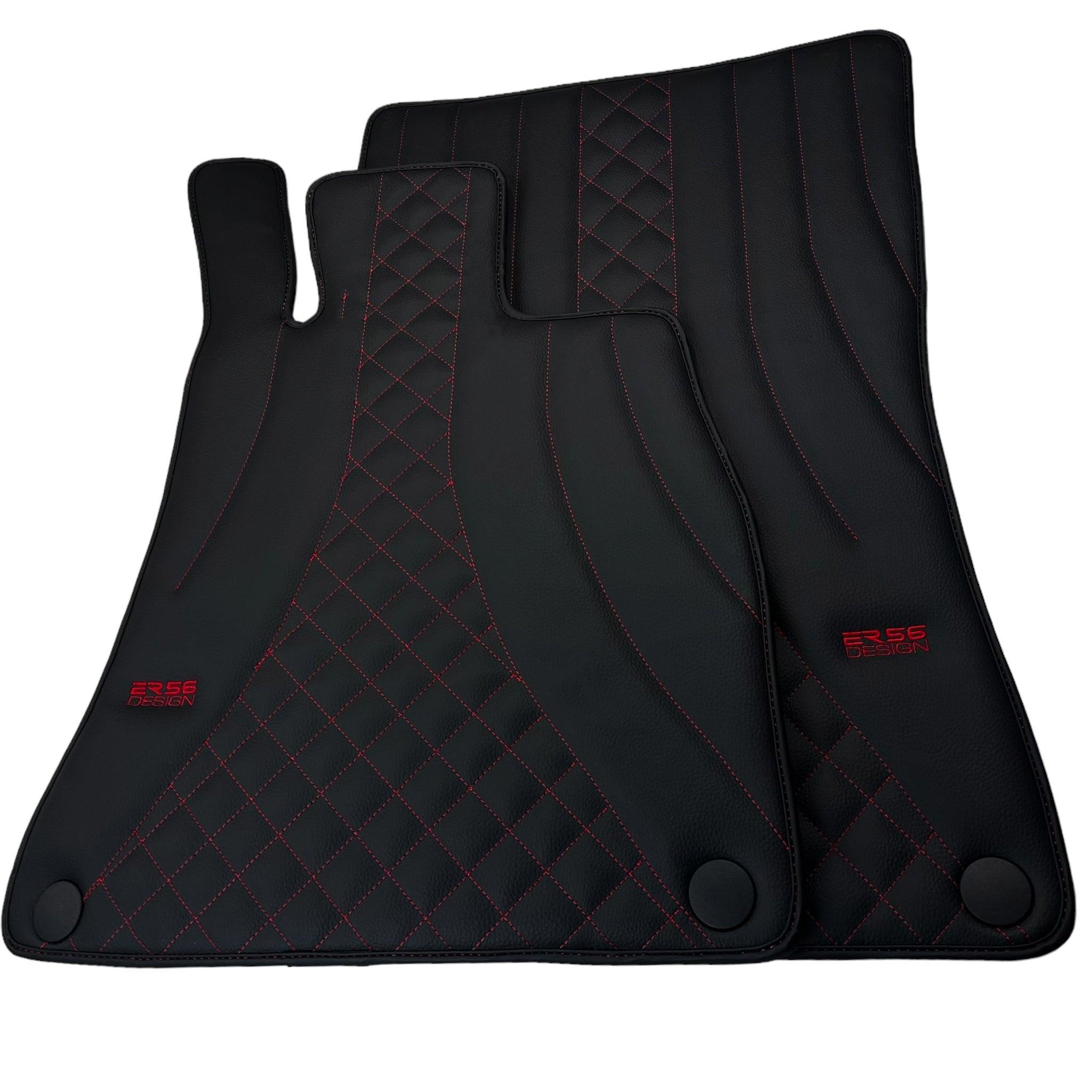 Black Leather Floor Mats For Mercedes Benz E-Class W214 Sedan (2023-2024) Hybrid | ER56 Design - AutoWin