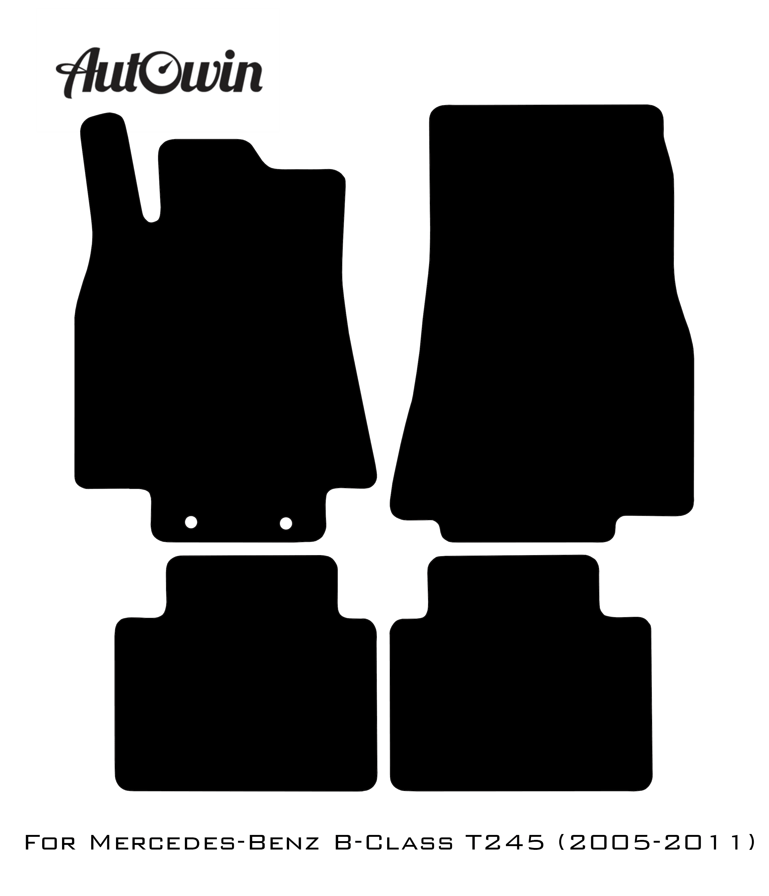 Black Luxury Floor Mats For Mercedes Benz B-Class T245 (2005-2011) | ER56 Design - AutoWin