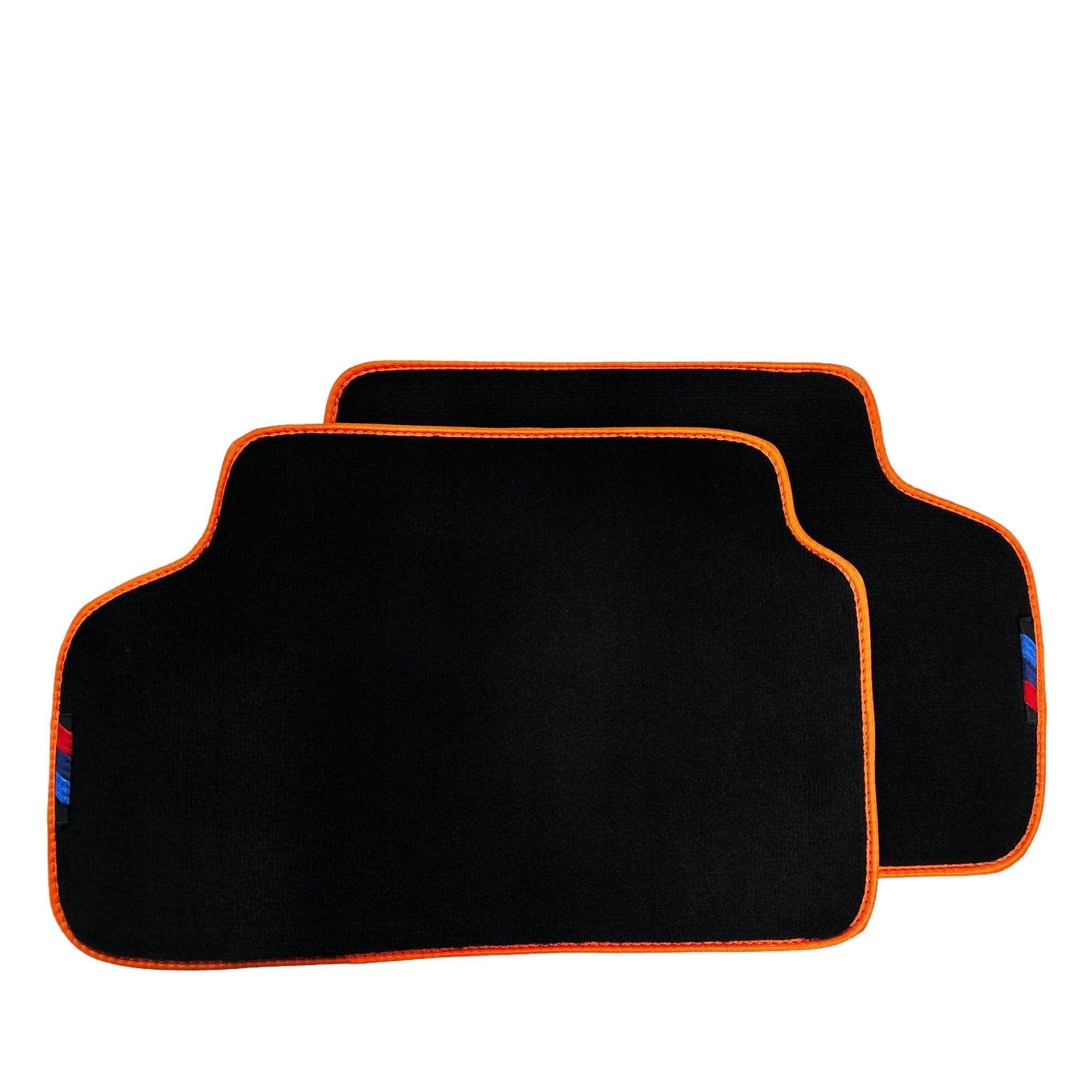 Black Mats For BMW 1 Series E88 Convertible | Orange Trim - AutoWin