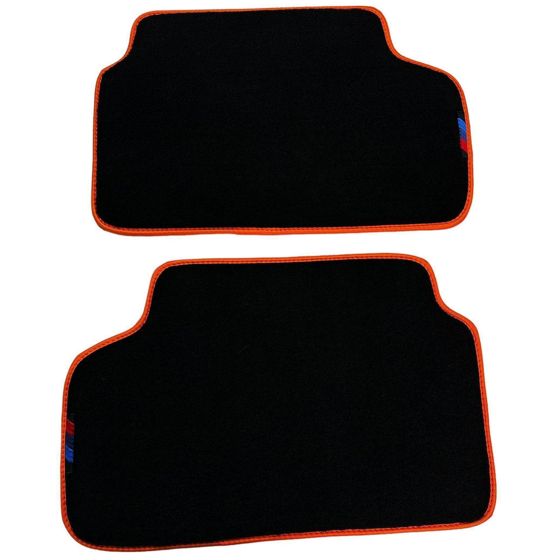 Black Mats For BMW 1 Series E88 Convertible | Orange Trim - AutoWin