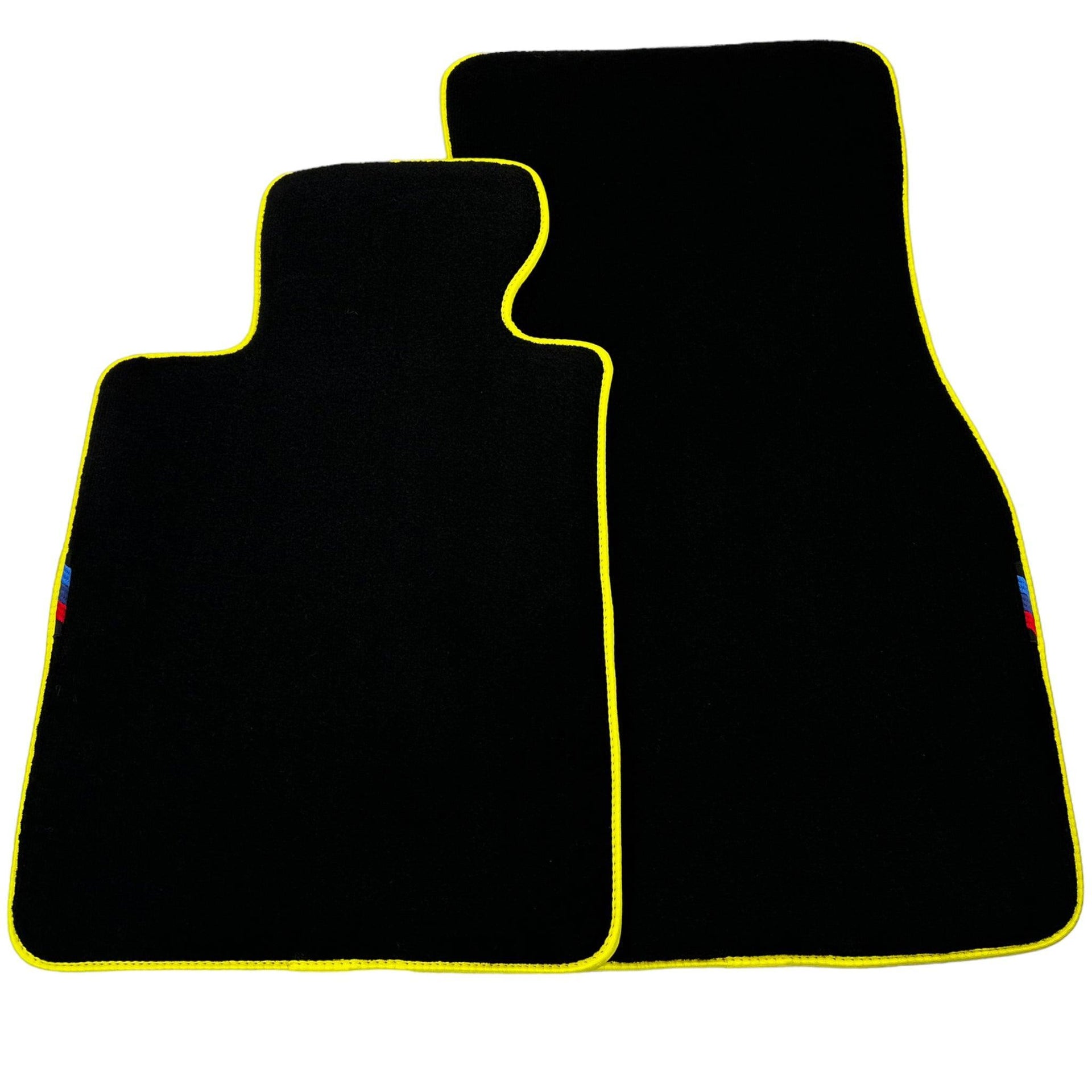 Black Mats For BMW 3 Series E30 4-doors Sedan | Yellow Trim - AutoWin