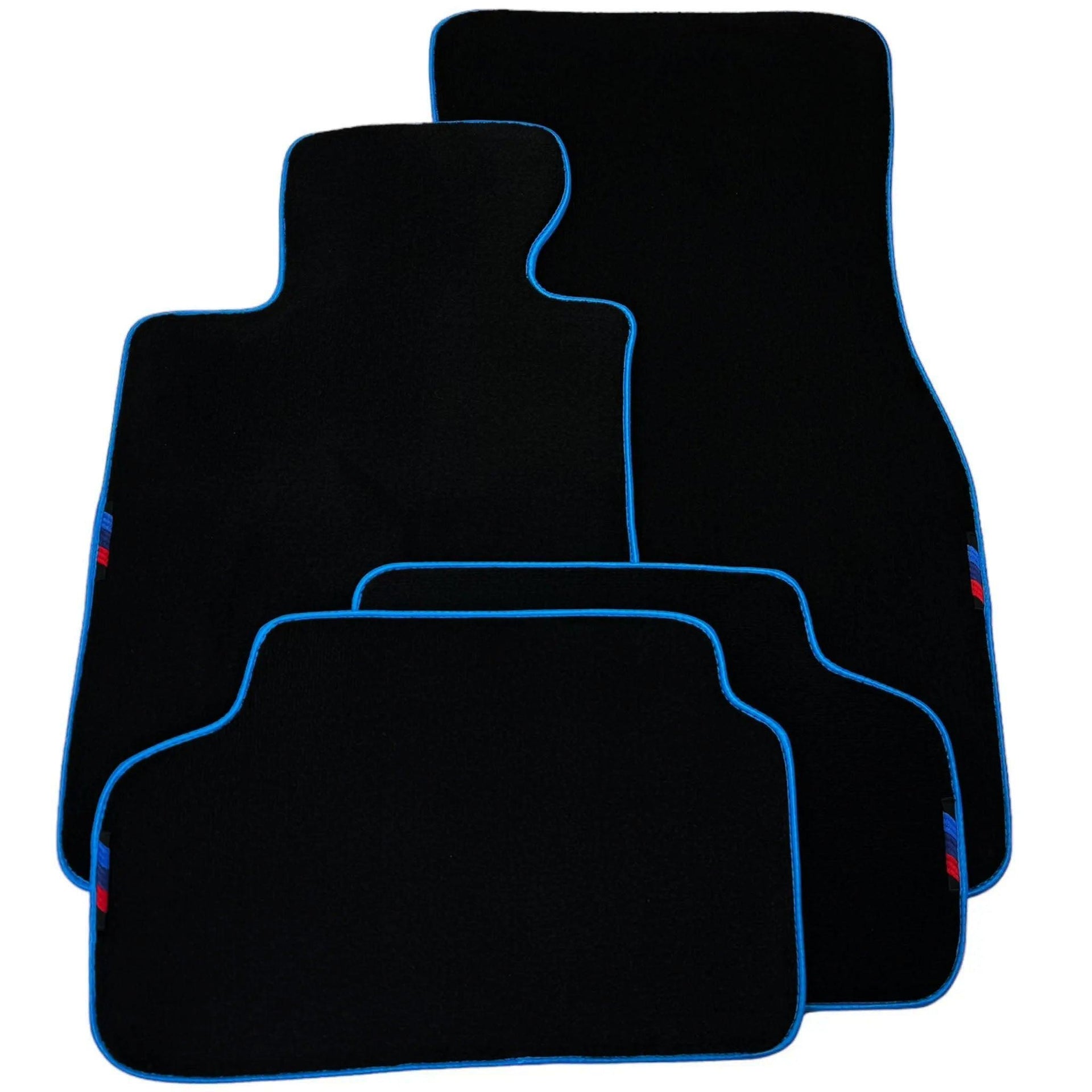 Black Mats For BMW M3 E46 | Sky Blue Trim - AutoWin