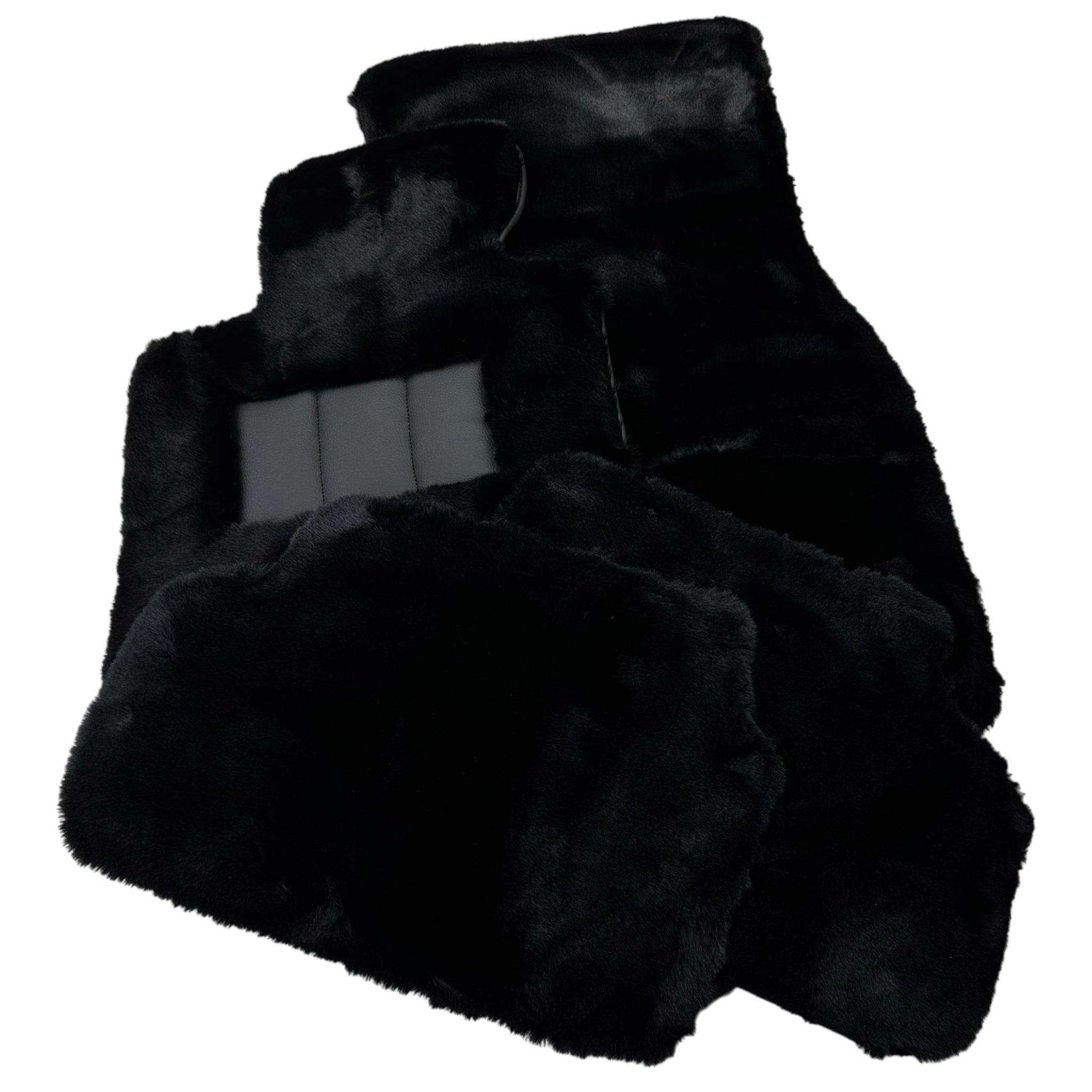 Black Sheepskin Floor Mats For BMW 3 Series E30 4-doors Sedan - AutoWin