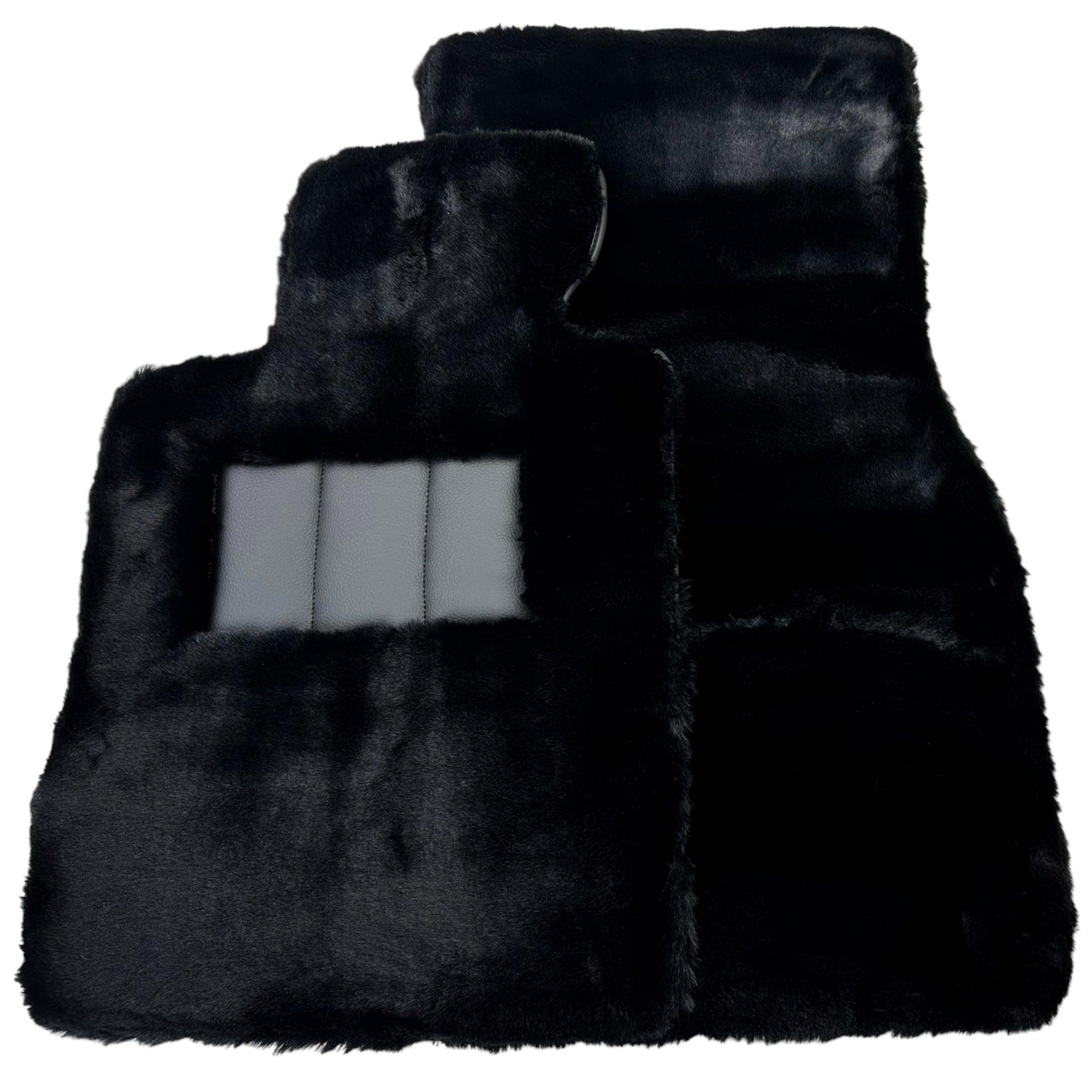 Black Sheepskin Floor Mats For BMW 3 Series E30 4-doors Sedan - AutoWin