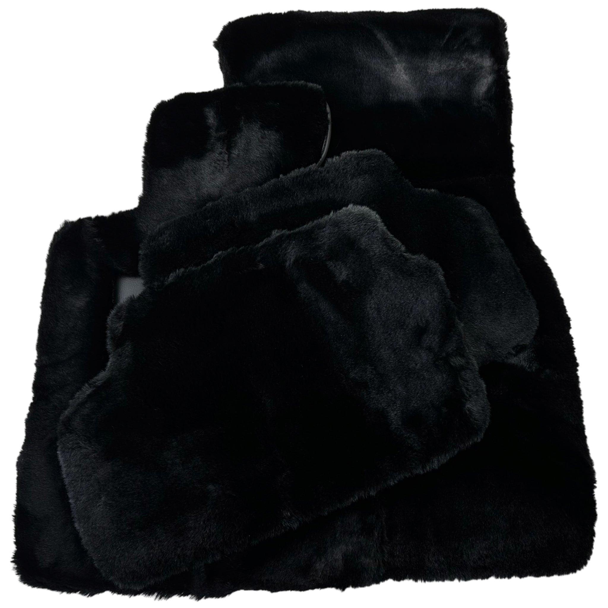 Black Sheepskin Floor Mats For BMW 3 Series E30 4-doors Sedan - AutoWin