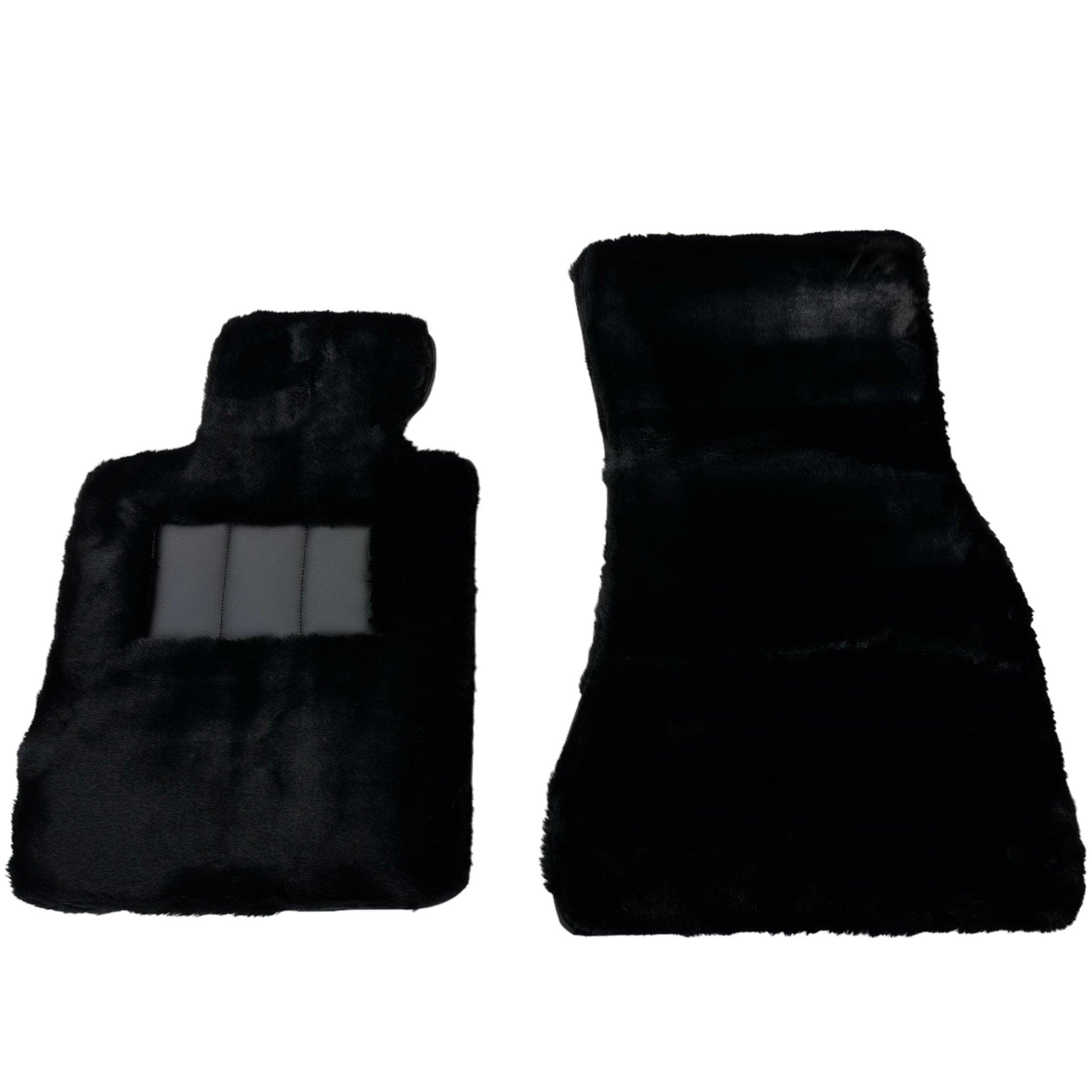 Black Sheepskin Floor Mats For BMW 3 Series E30 4-doors Sedan - AutoWin