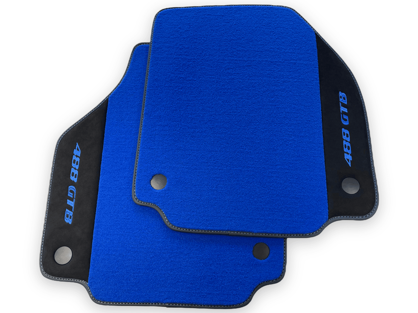 Blue Floor Mats For Ferrari 488 GTB 2016-2022 Carpets With Alcantara Leather - AutoWin