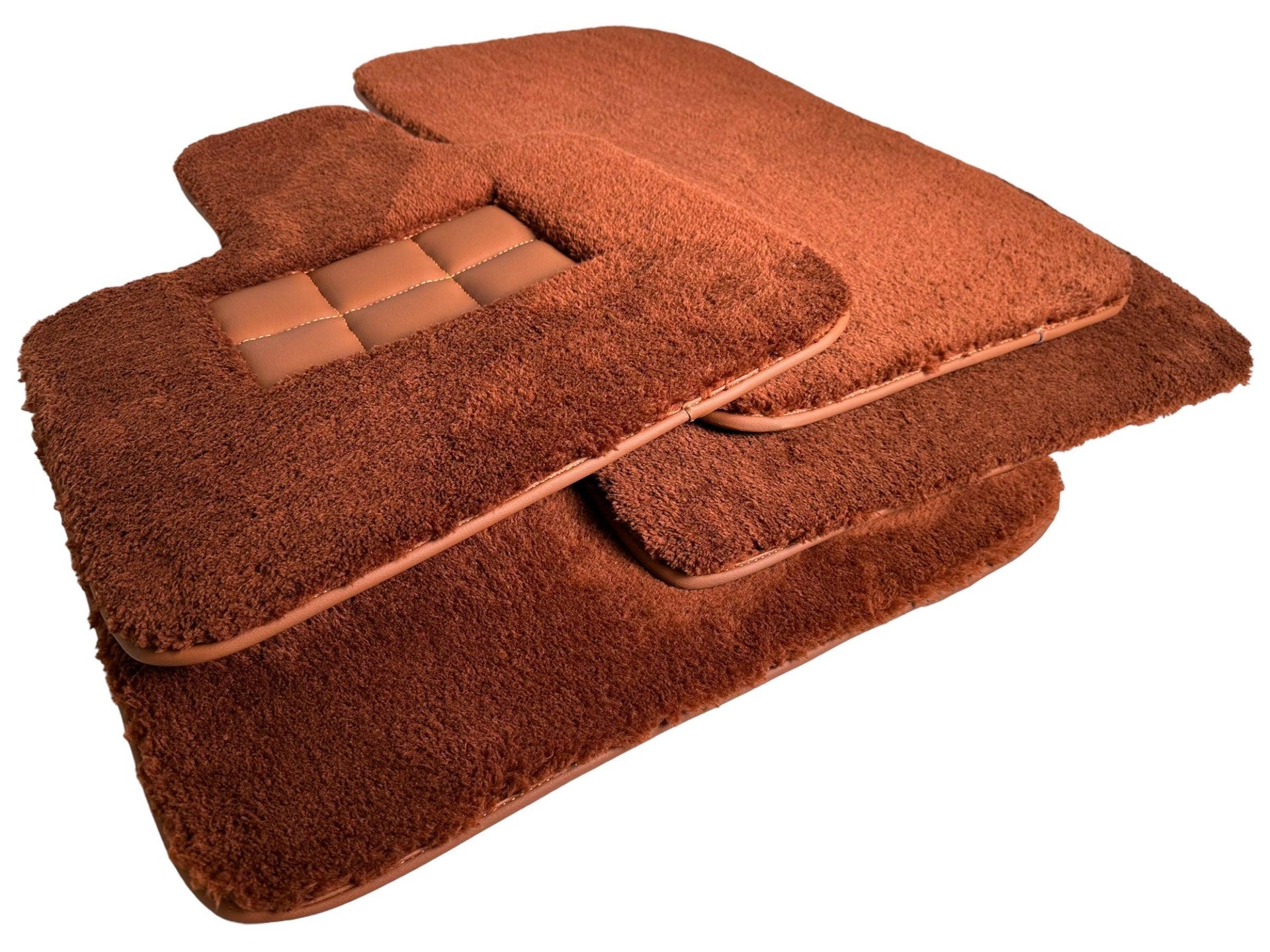 Brown Sheepskin Floor Mats For Rolls Royce Dawn Rr6 2016-2023 Er56 Design Brand - AutoWin