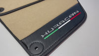 Beige Floor Mats for Lamborghini Huracan With Carbon Fiber Leather