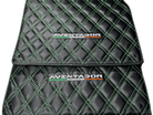 Floor Mats for Lamborghini Aventador Carbon Fiber Leather Green Stitching - AutoWin